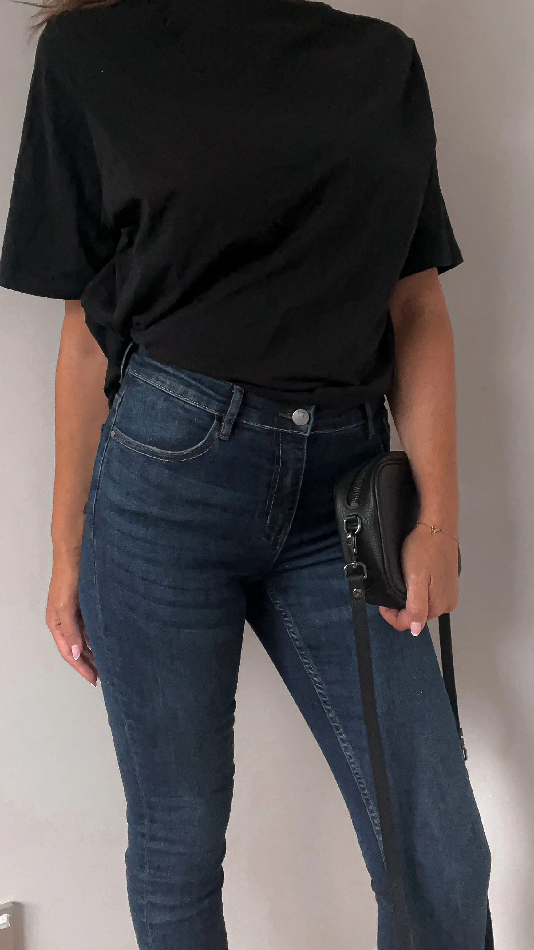 Shine On Label Coen Cropped Skinny Stepped Hem Jean Dark indigo