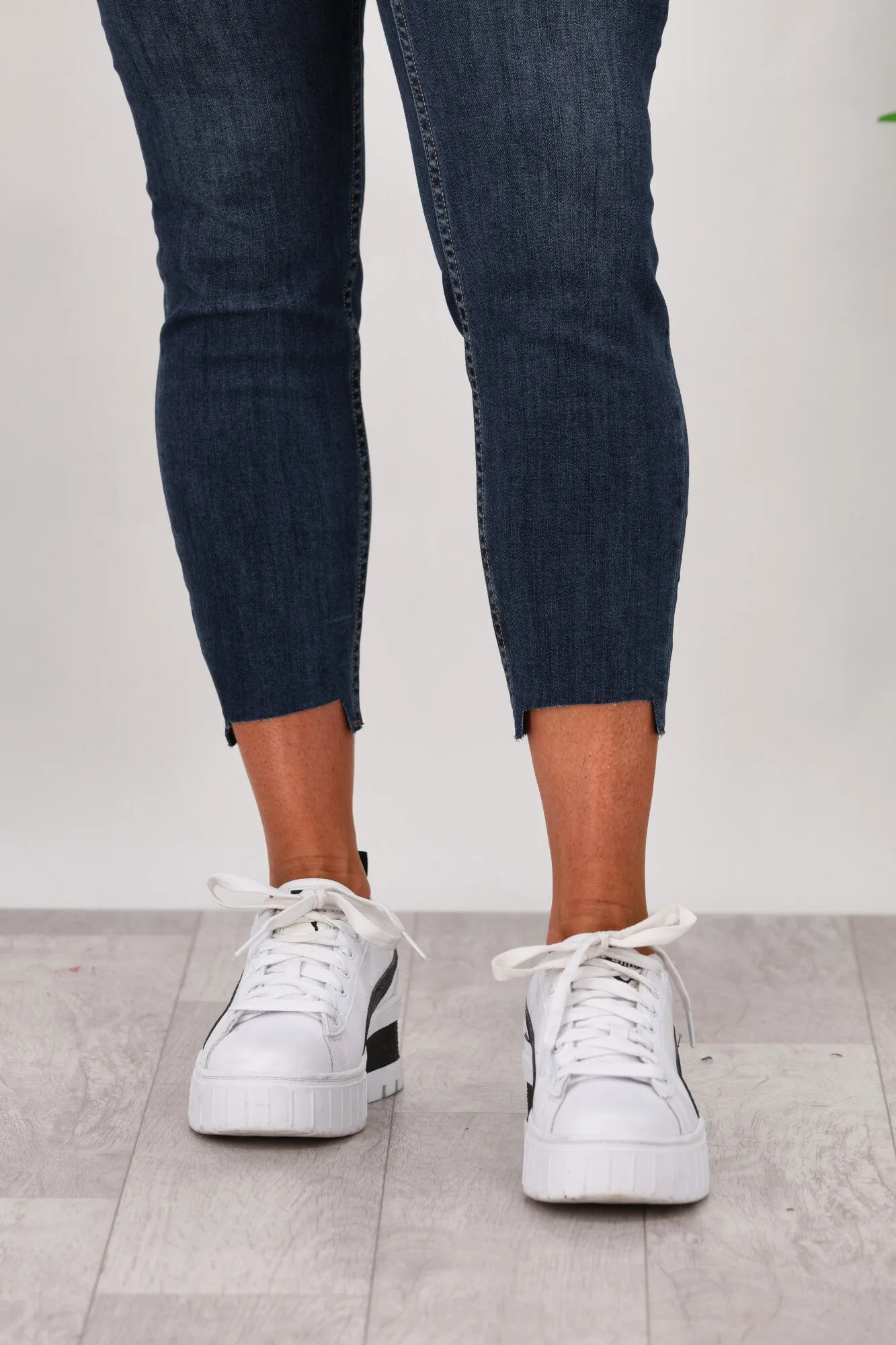 Shine On Label Coen Cropped Skinny Stepped Hem Jean Dark indigo