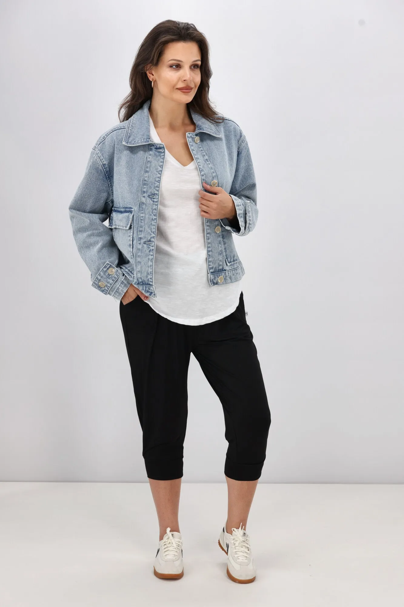 Shine On Label Eclipse Denim Utility Jacket Washed Blue
