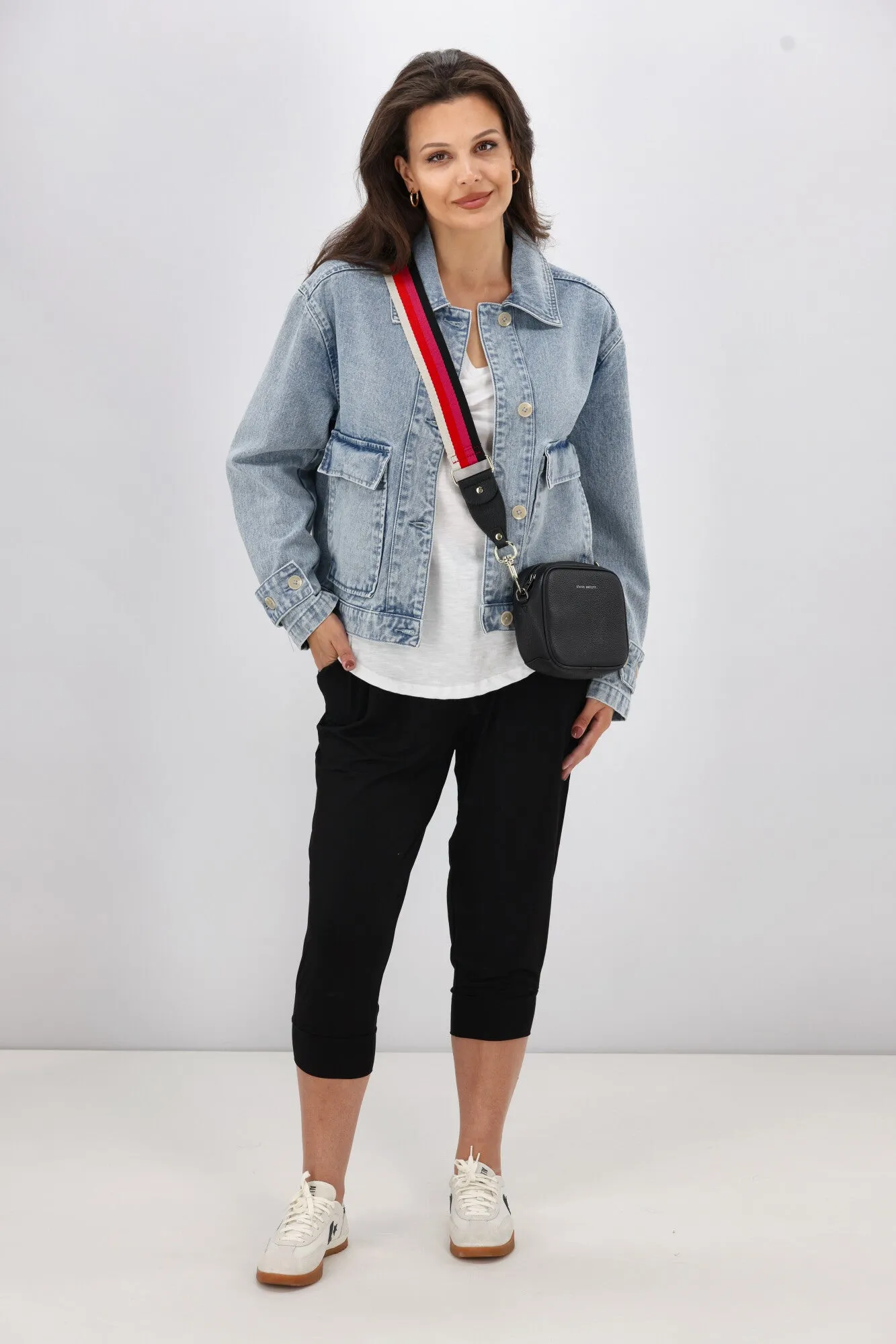 Shine On Label Eclipse Denim Utility Jacket Washed Blue