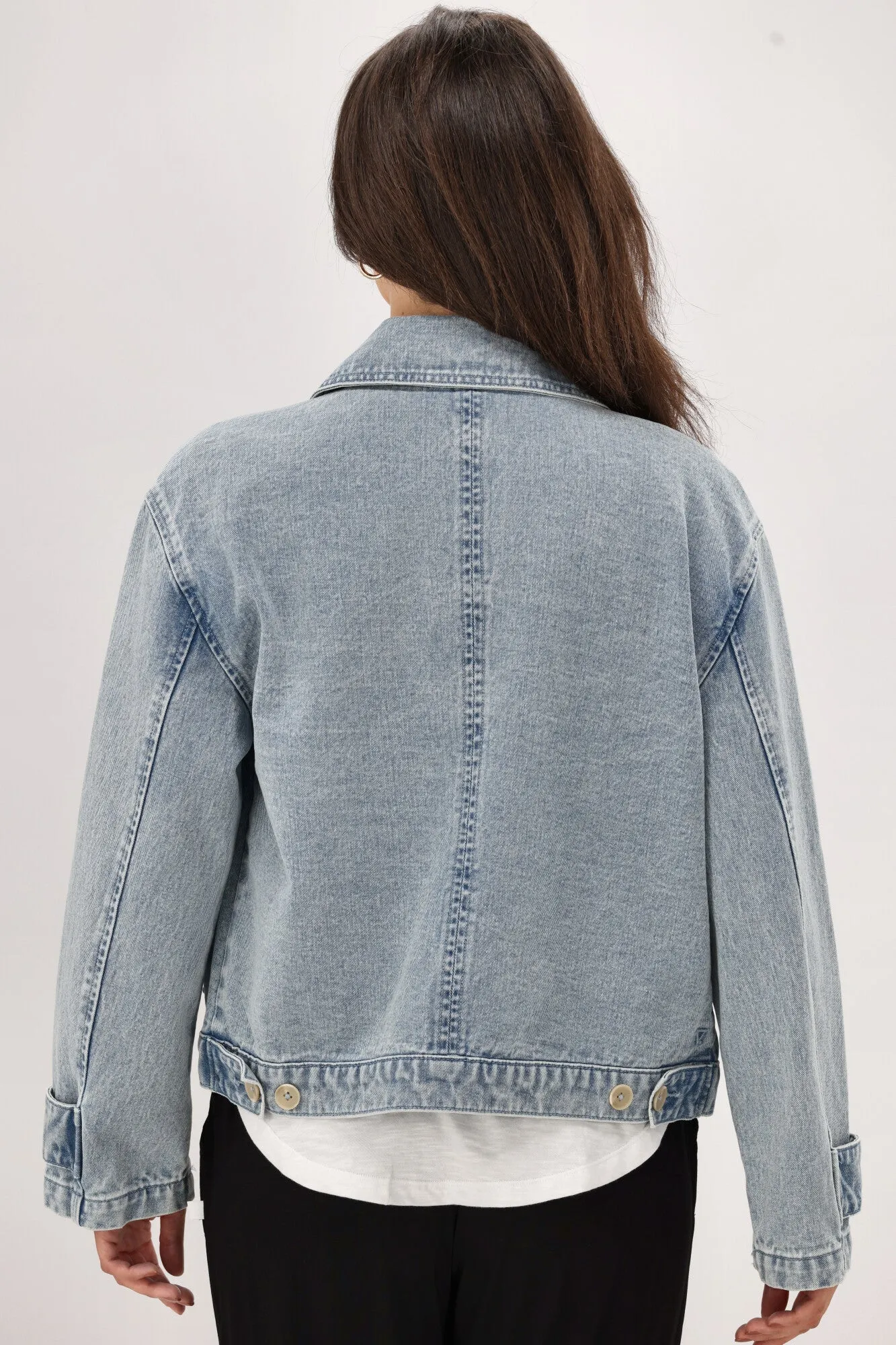 Shine On Label Eclipse Denim Utility Jacket Washed Blue