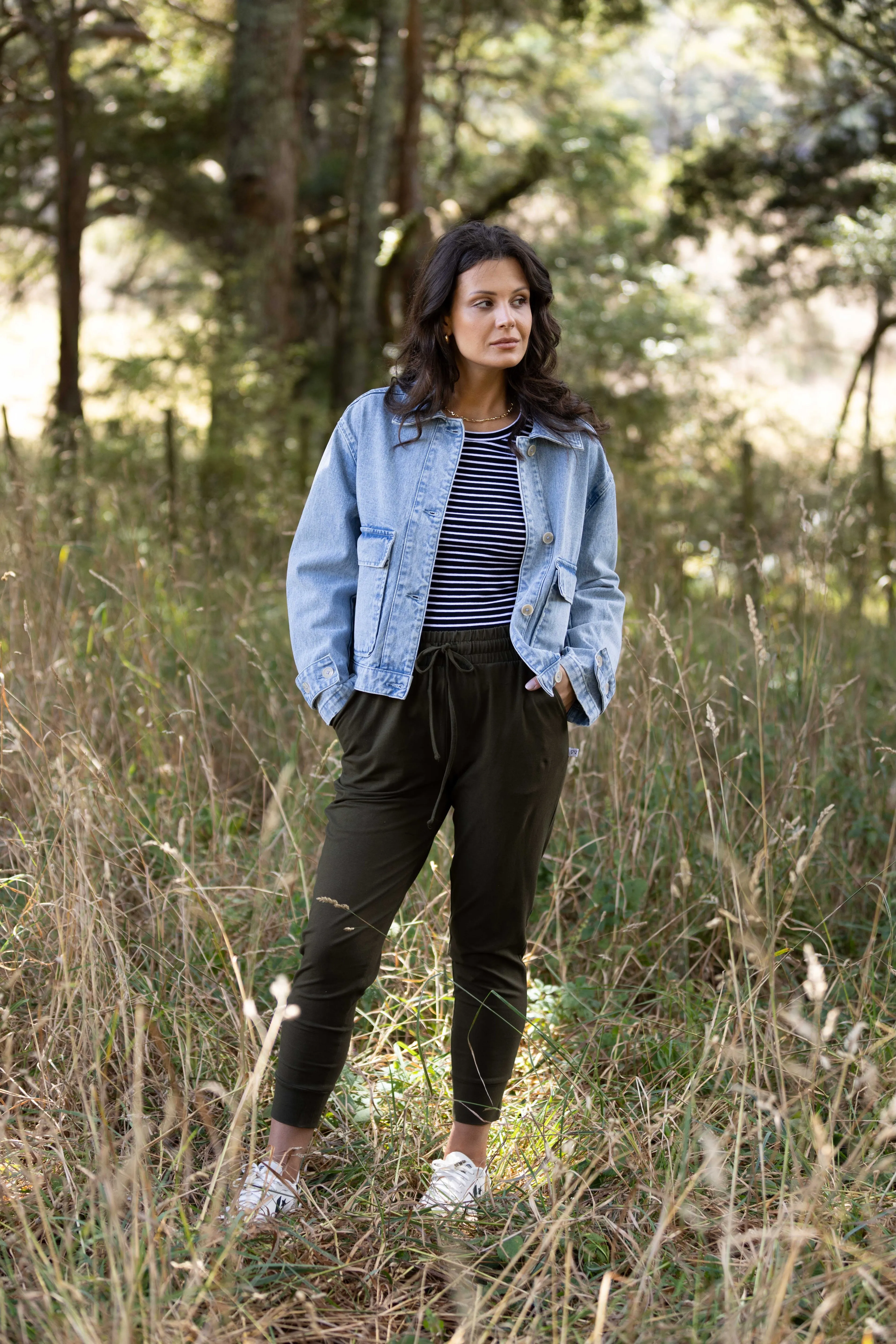 Shine On Label Eclipse Denim Utility Jacket Washed Blue