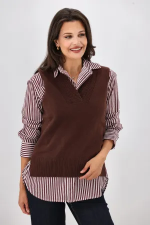 Shine On Label Elise Knitted Vest Chocolate
