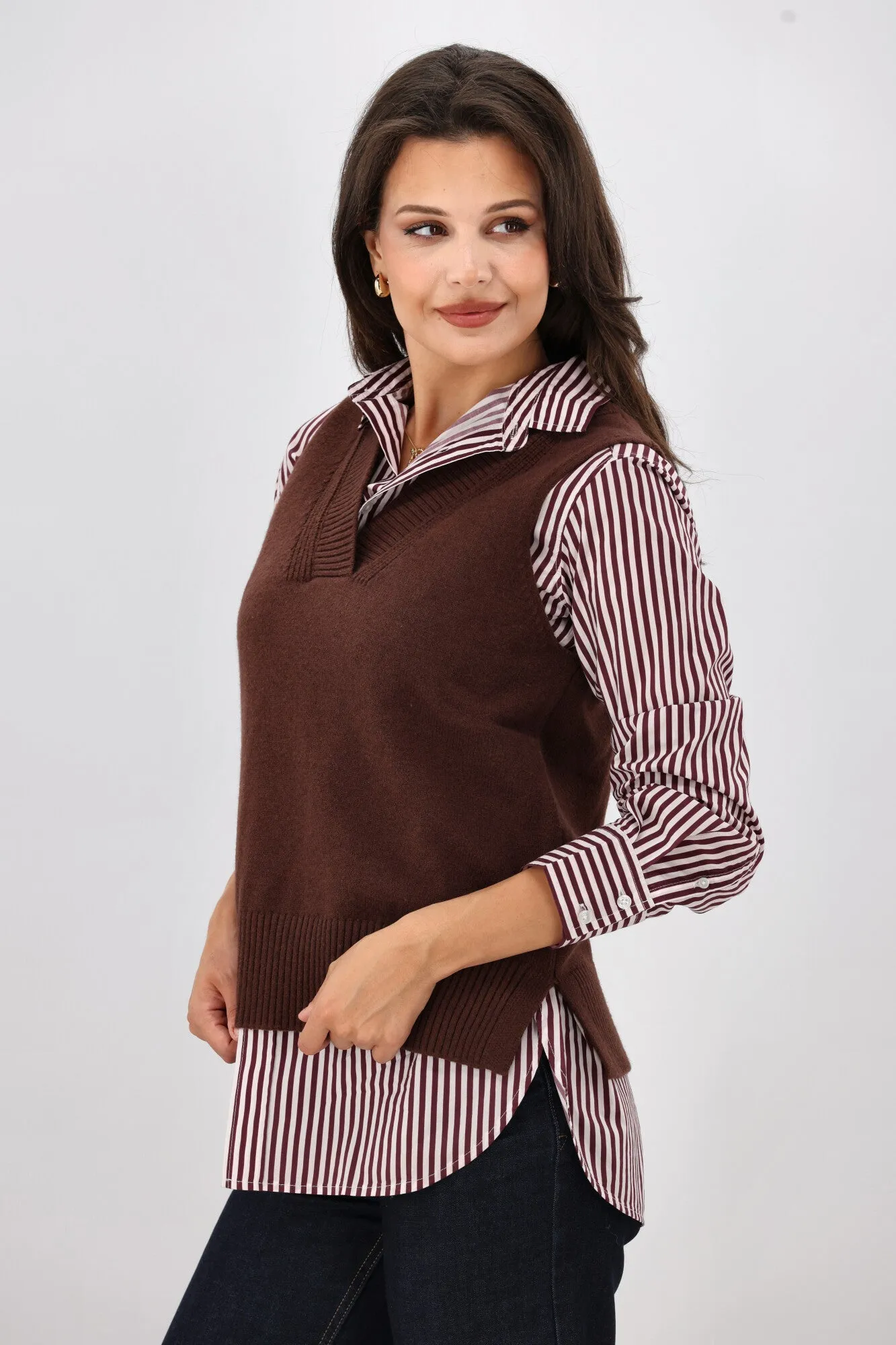Shine On Label Elise Knitted Vest Chocolate