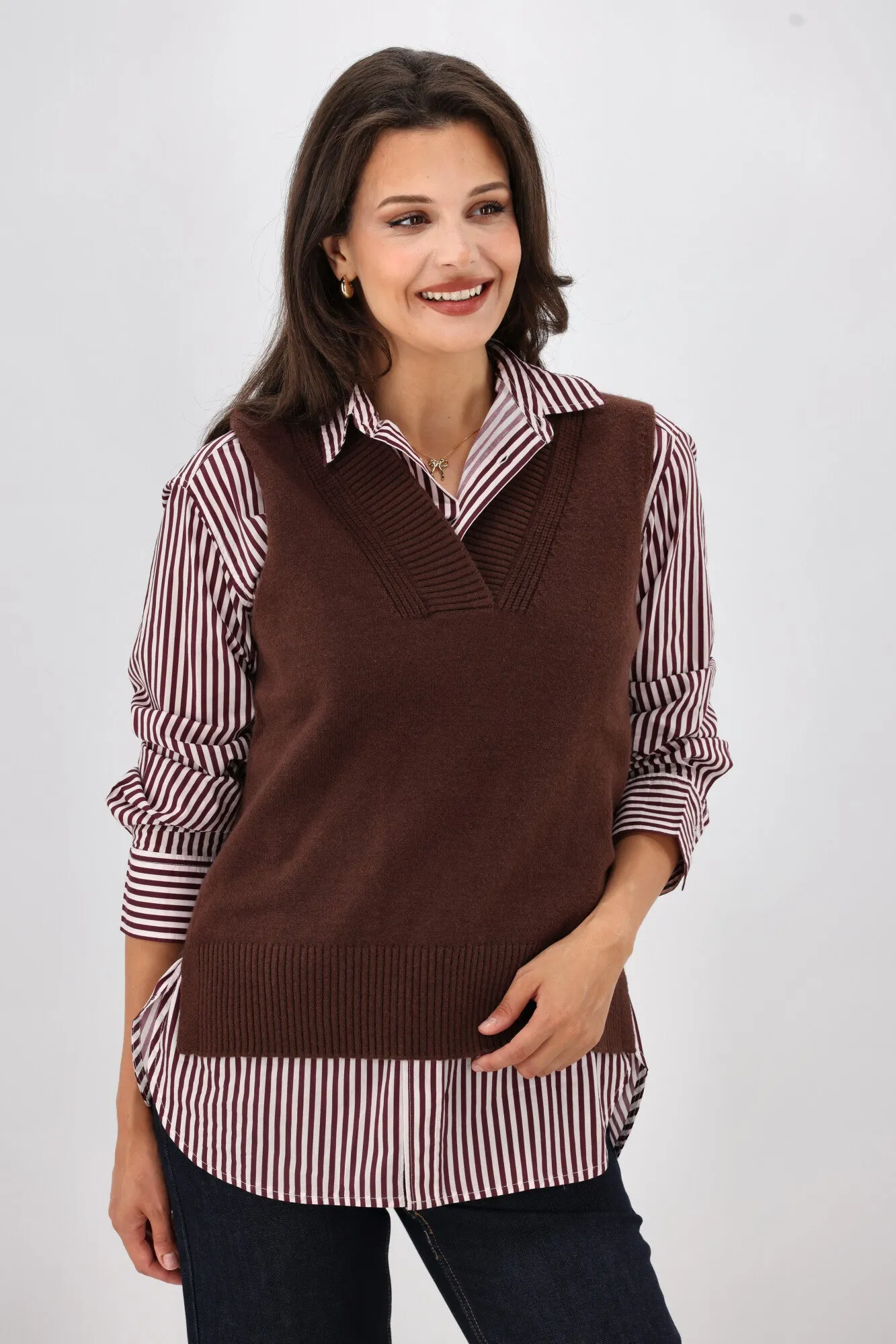 Shine On Label Elise Knitted Vest Chocolate