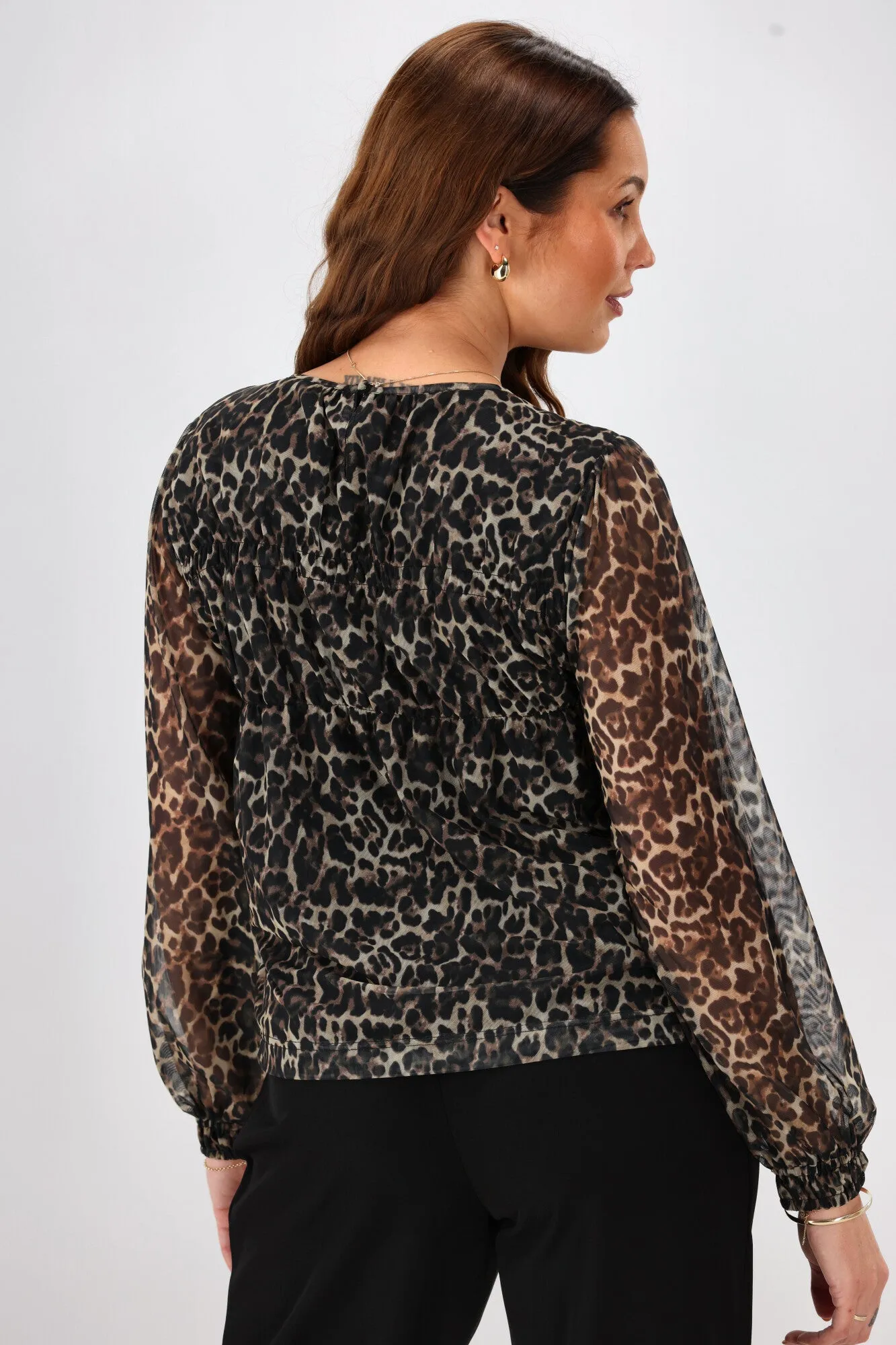 Shine On Label Kerri Animal Print Mesh Top