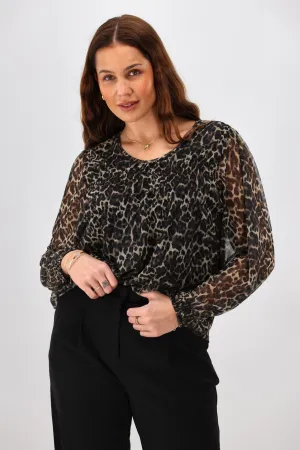 Shine On Label Kerri Animal Print Mesh Top