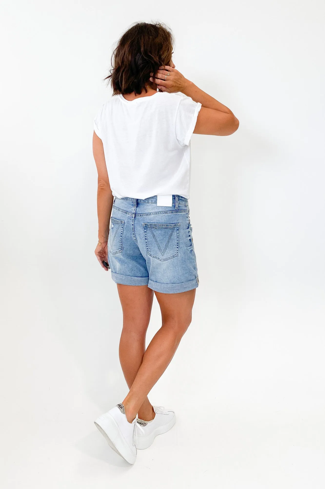 Shine On Label Kylo Distressed Denim Short Blue