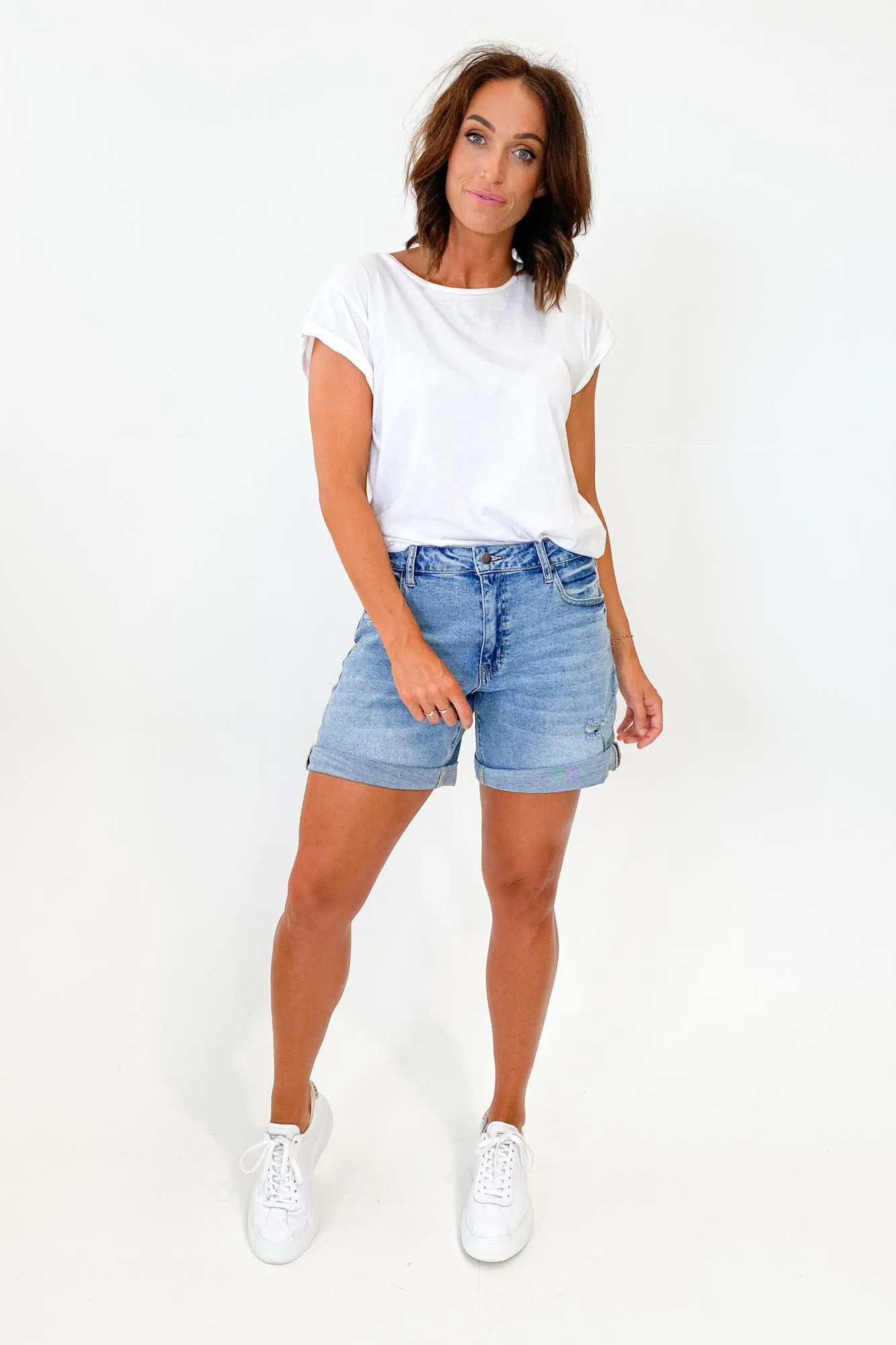 Shine On Label Kylo Distressed Denim Short Blue