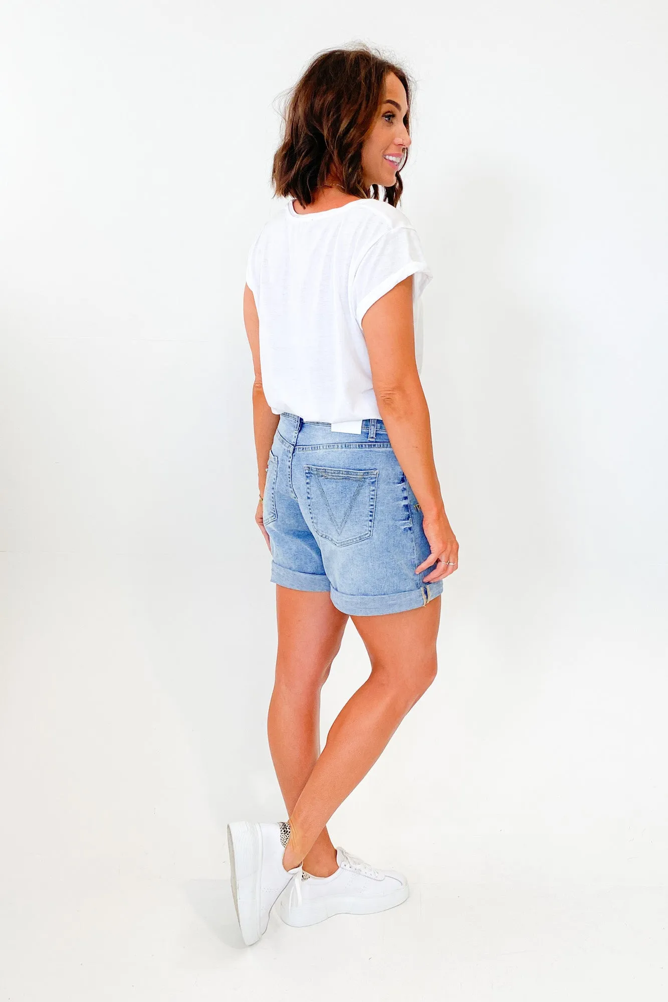 Shine On Label Kylo Distressed Denim Short Blue