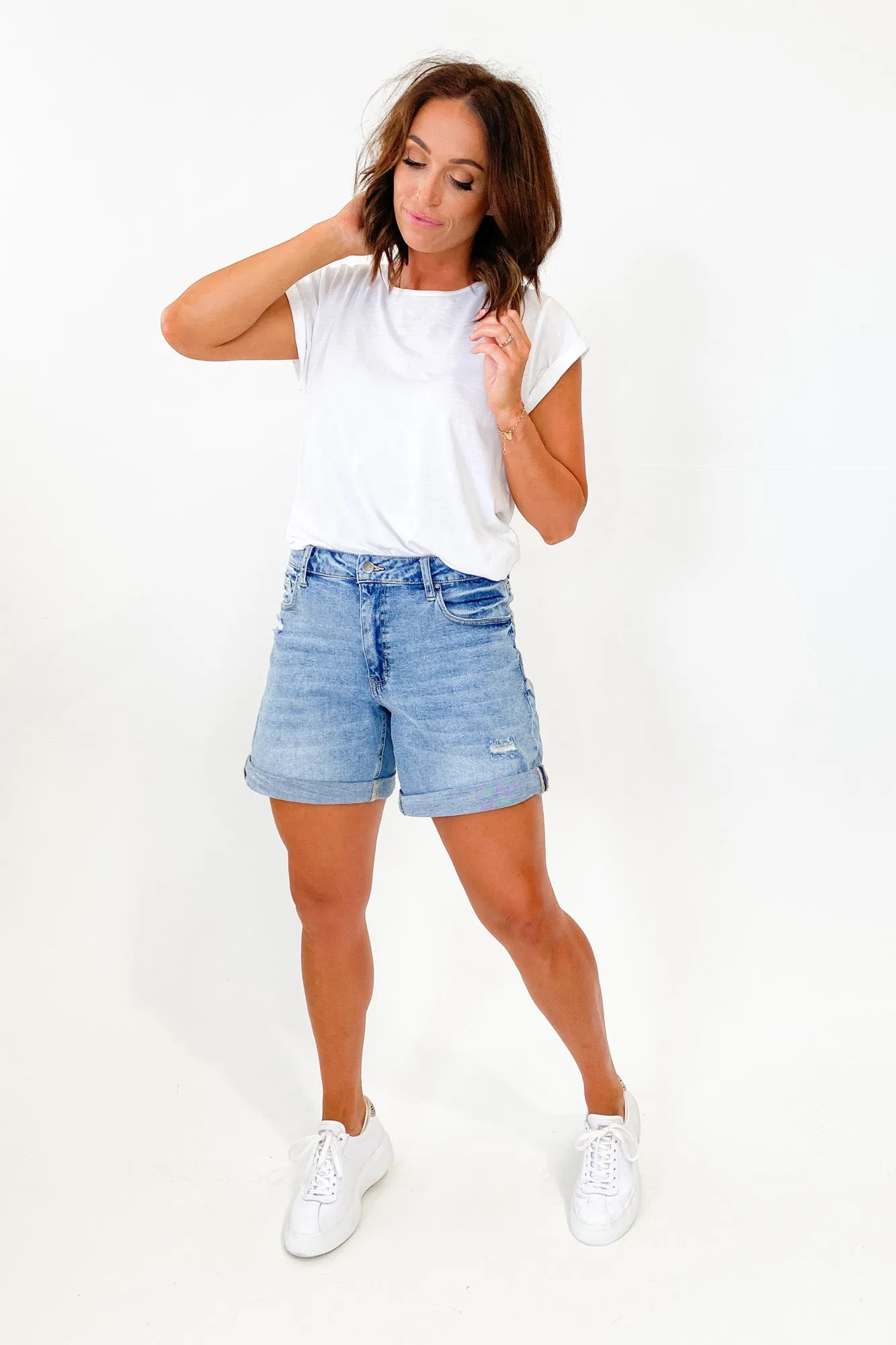 Shine On Label Kylo Distressed Denim Short Blue