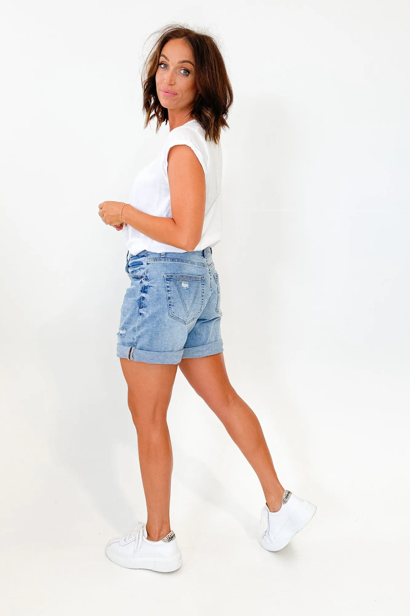 Shine On Label Kylo Distressed Denim Short Blue