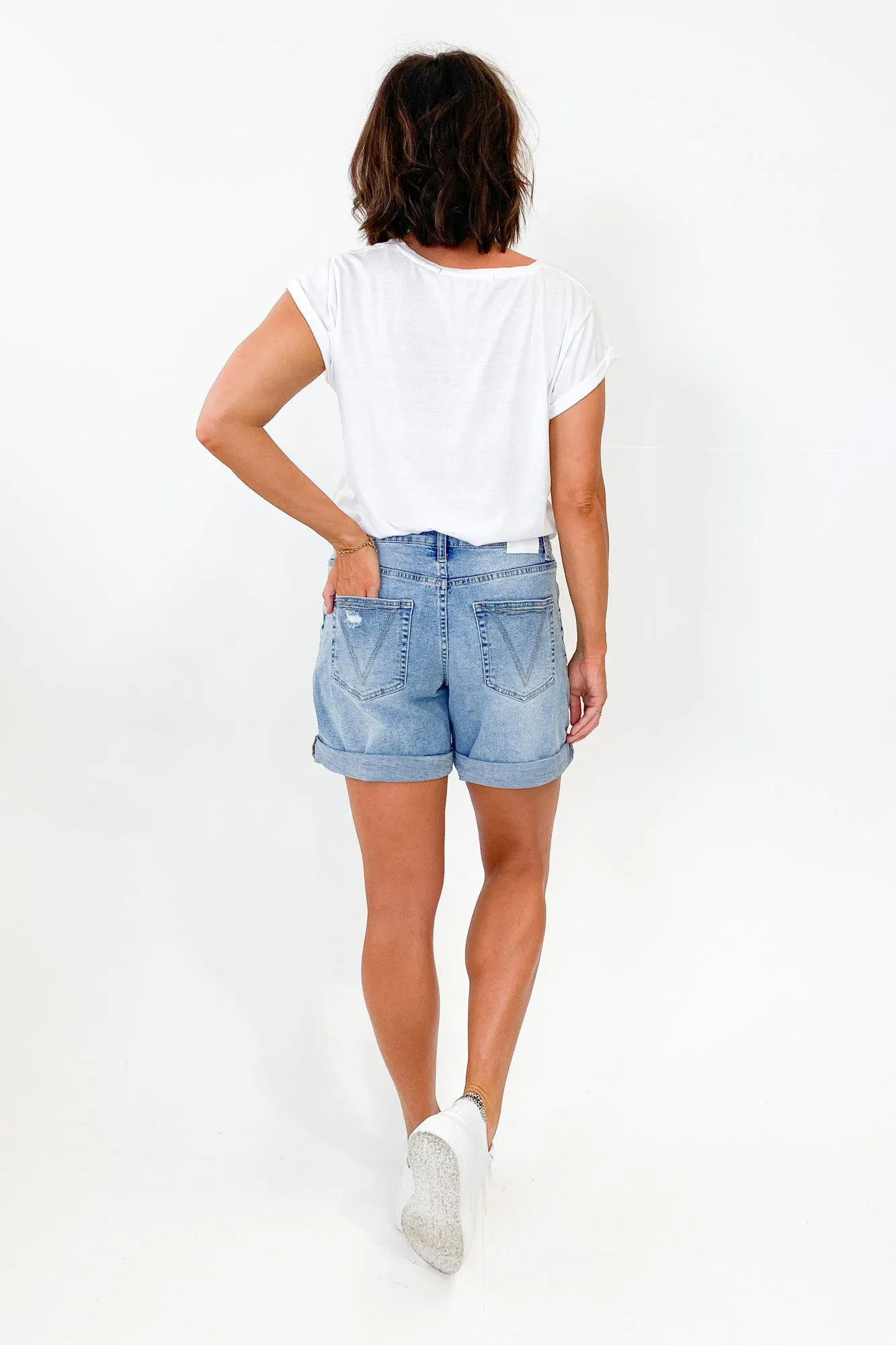 Shine On Label Kylo Distressed Denim Short Blue