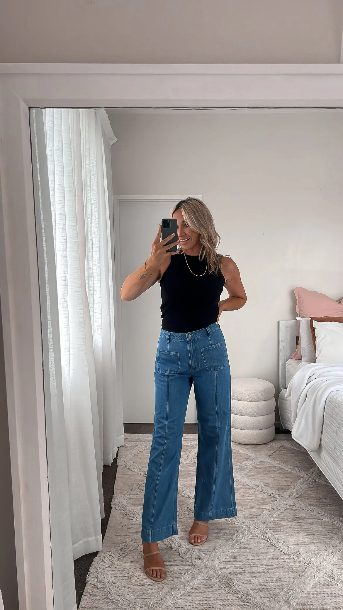Shine On Label Lachlan Wide Leg Patch Pocket Jeans Indigo
