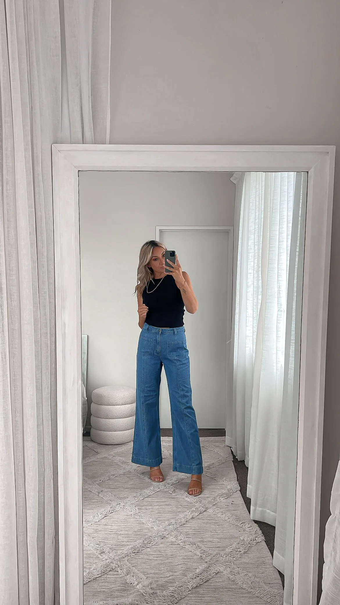 Shine On Label Lachlan Wide Leg Patch Pocket Jeans Indigo