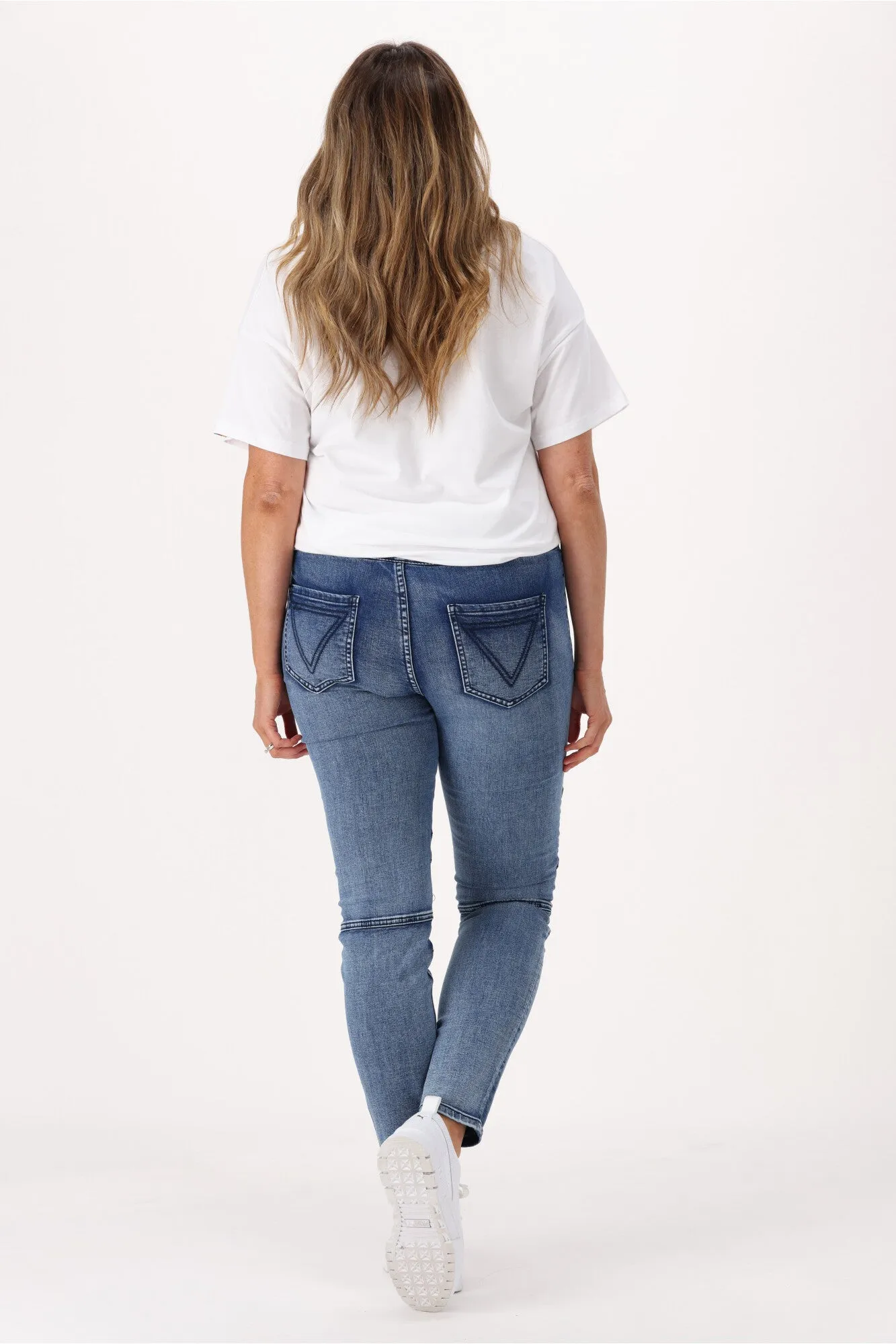 Shine On Label Mykel Pull On Paneled Jeans Indigo