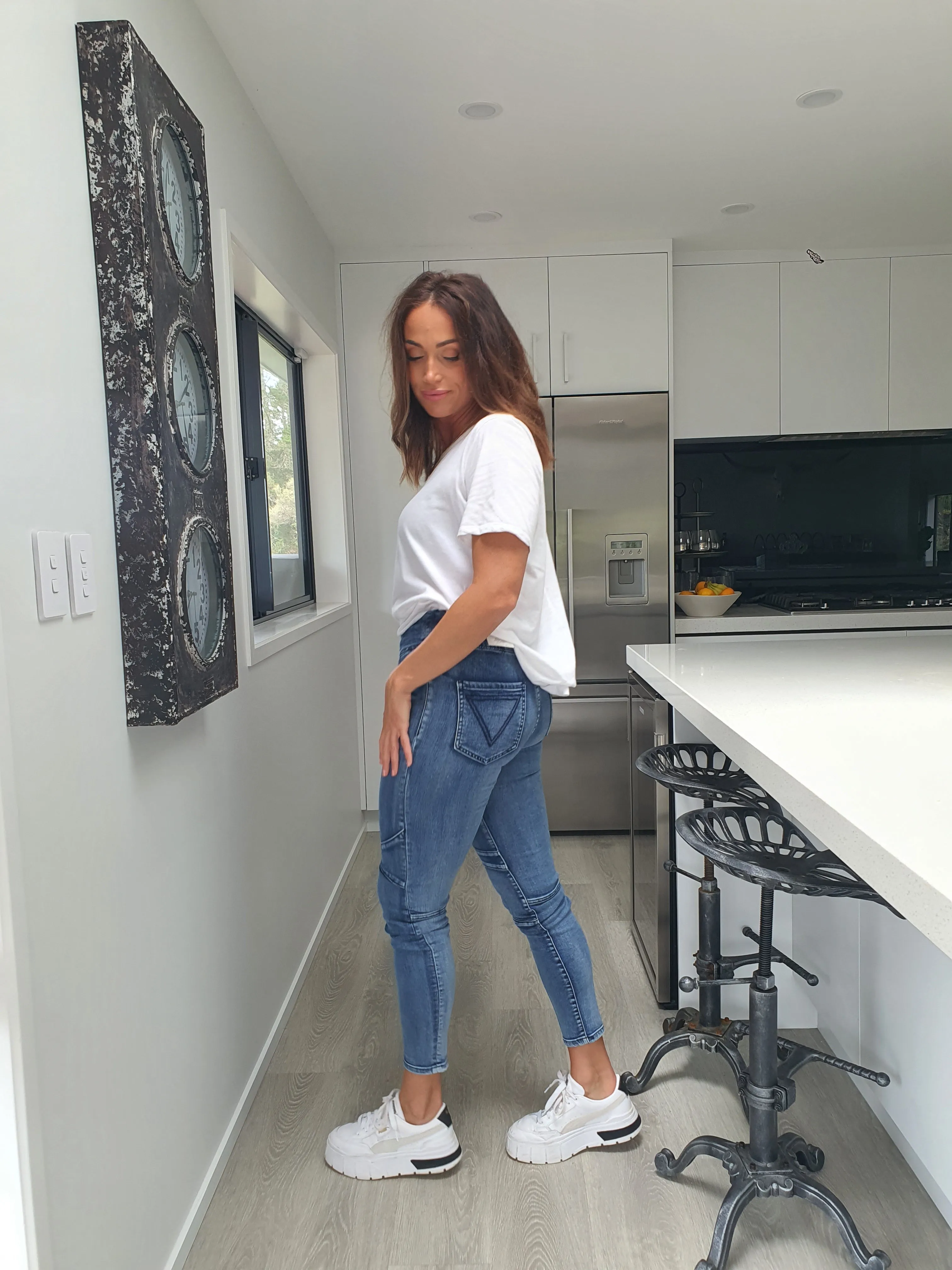 Shine On Label Mykel Pull On Paneled Jeans Indigo