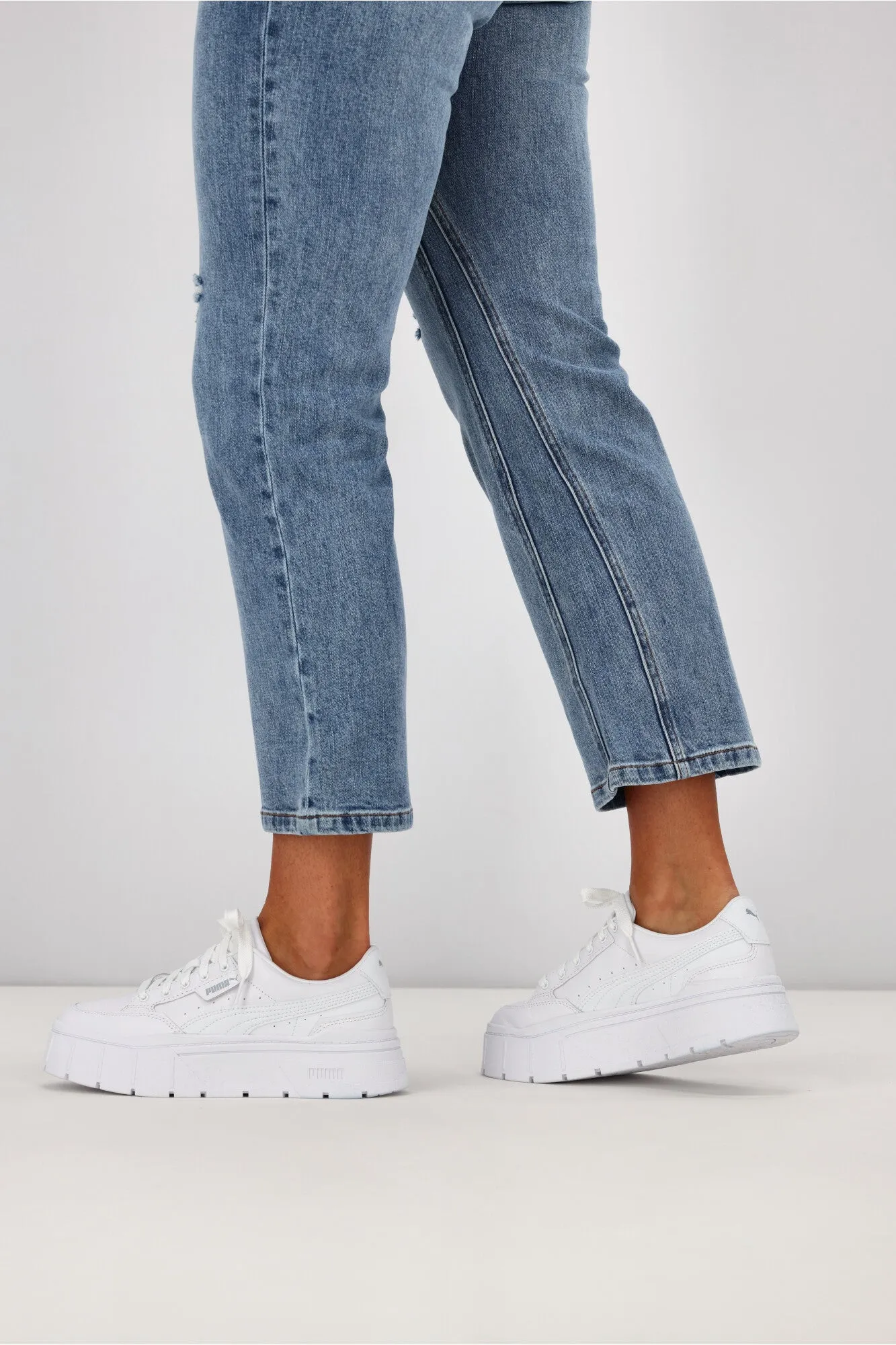 Shine On Label Myles Cropped Flare Vintage Blue