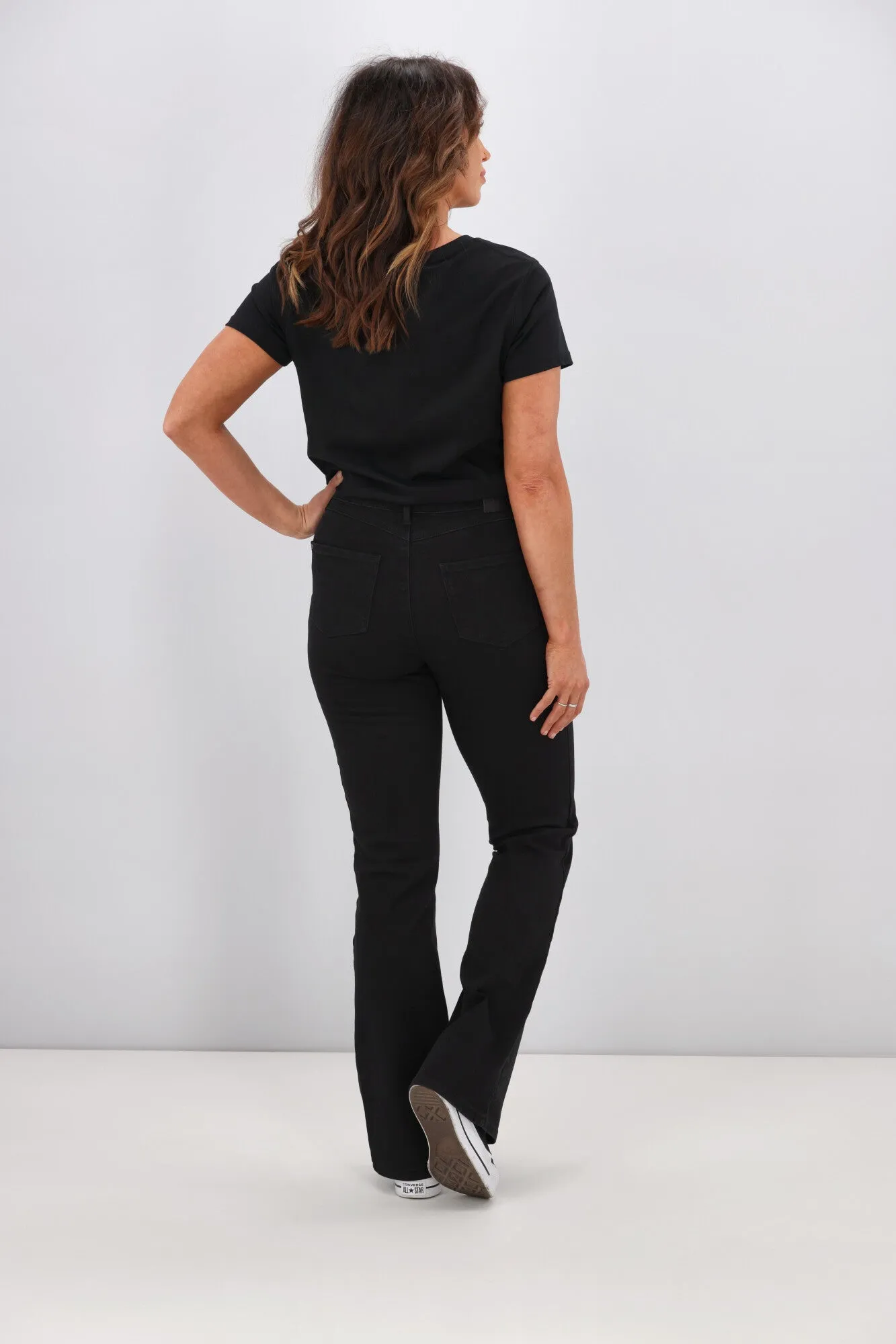 Shine On Label Sculpt Bootleg Jeans Full Length Black