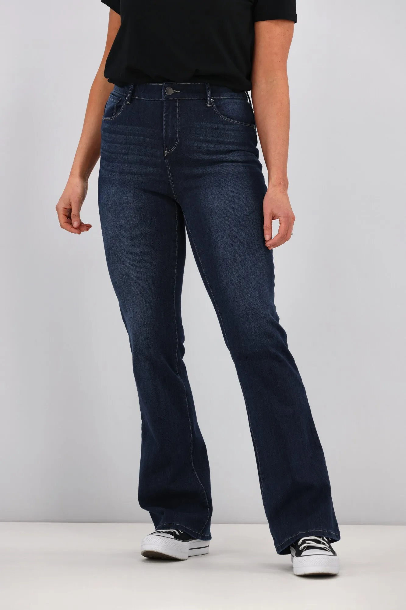 Shine On Label Sculpt Bootleg Jeans Full Length Super Dark Indigo