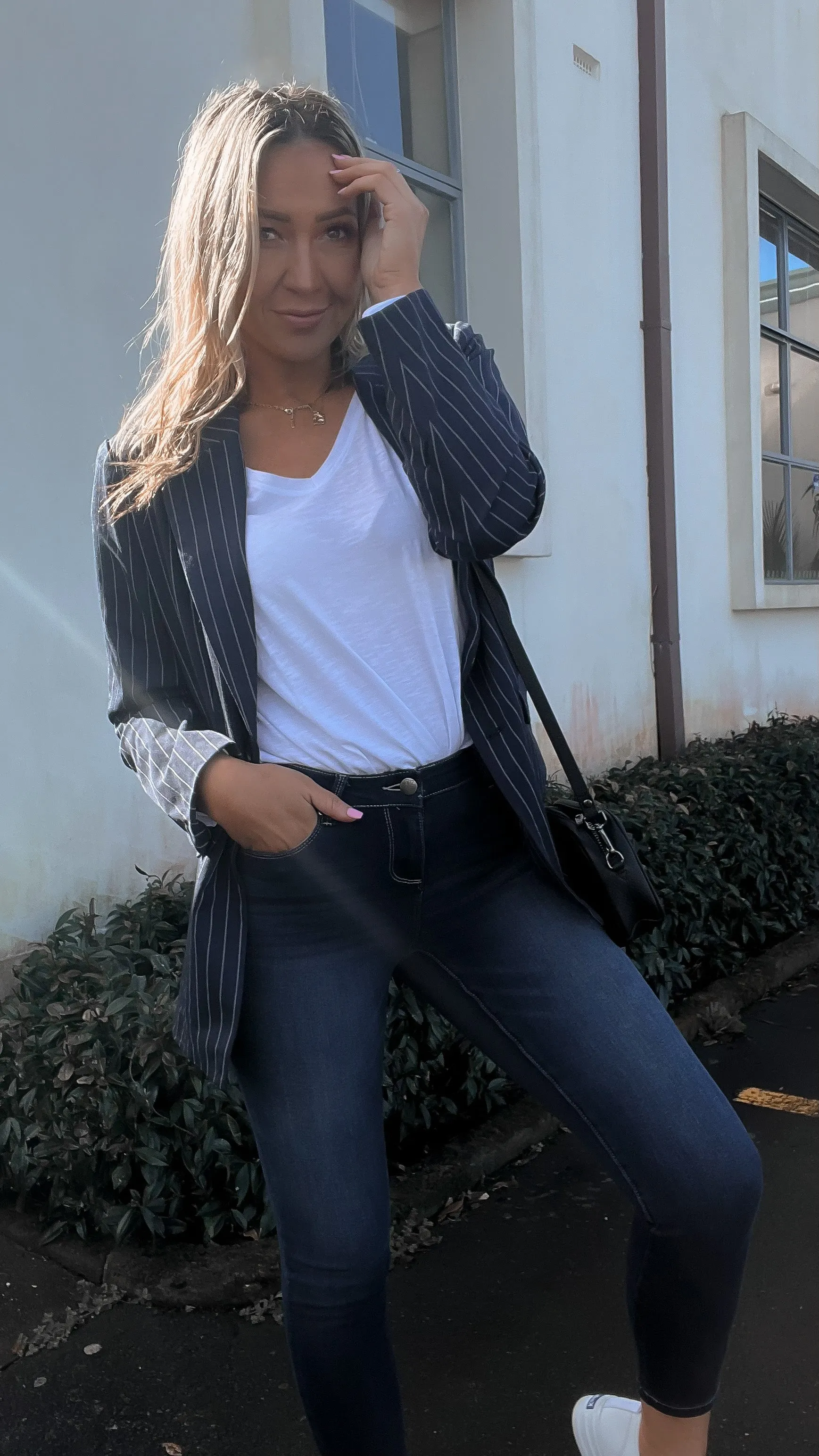 Shine On Label Sculpt Denim Cropped Jean Super Dark Indigo