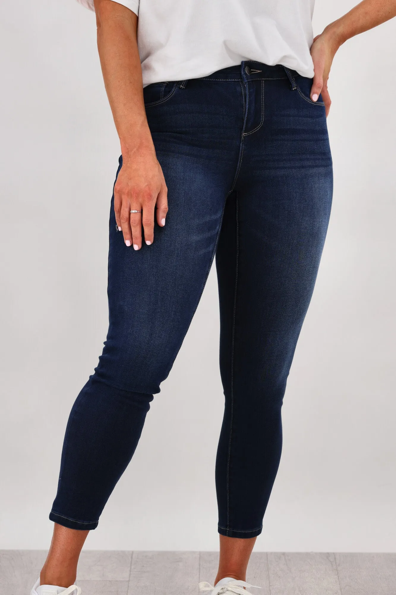 Shine On Label Sculpt Denim Cropped Jean Super Dark Indigo