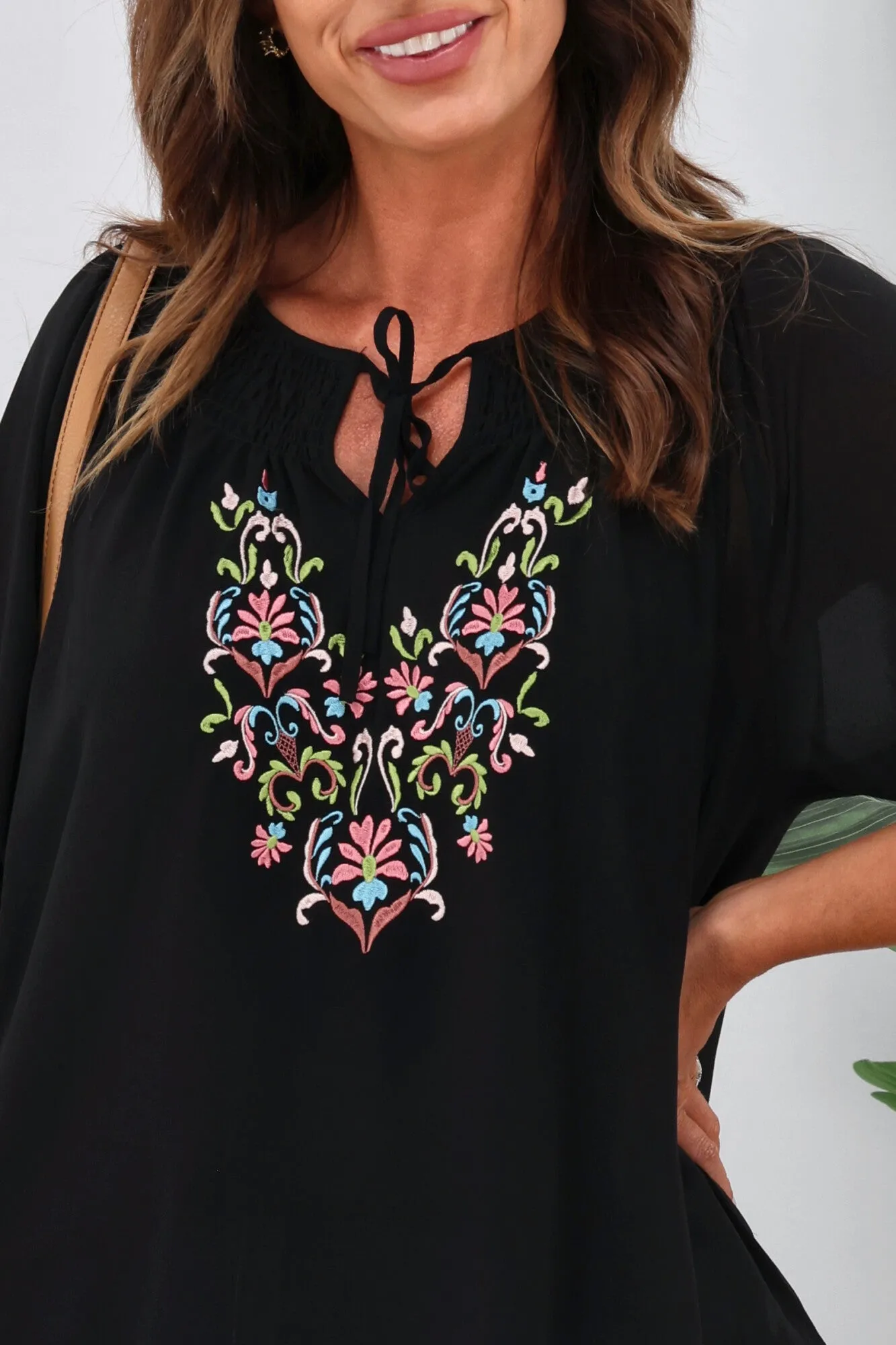 Shine On Label Simone Embroidery Blouse Black