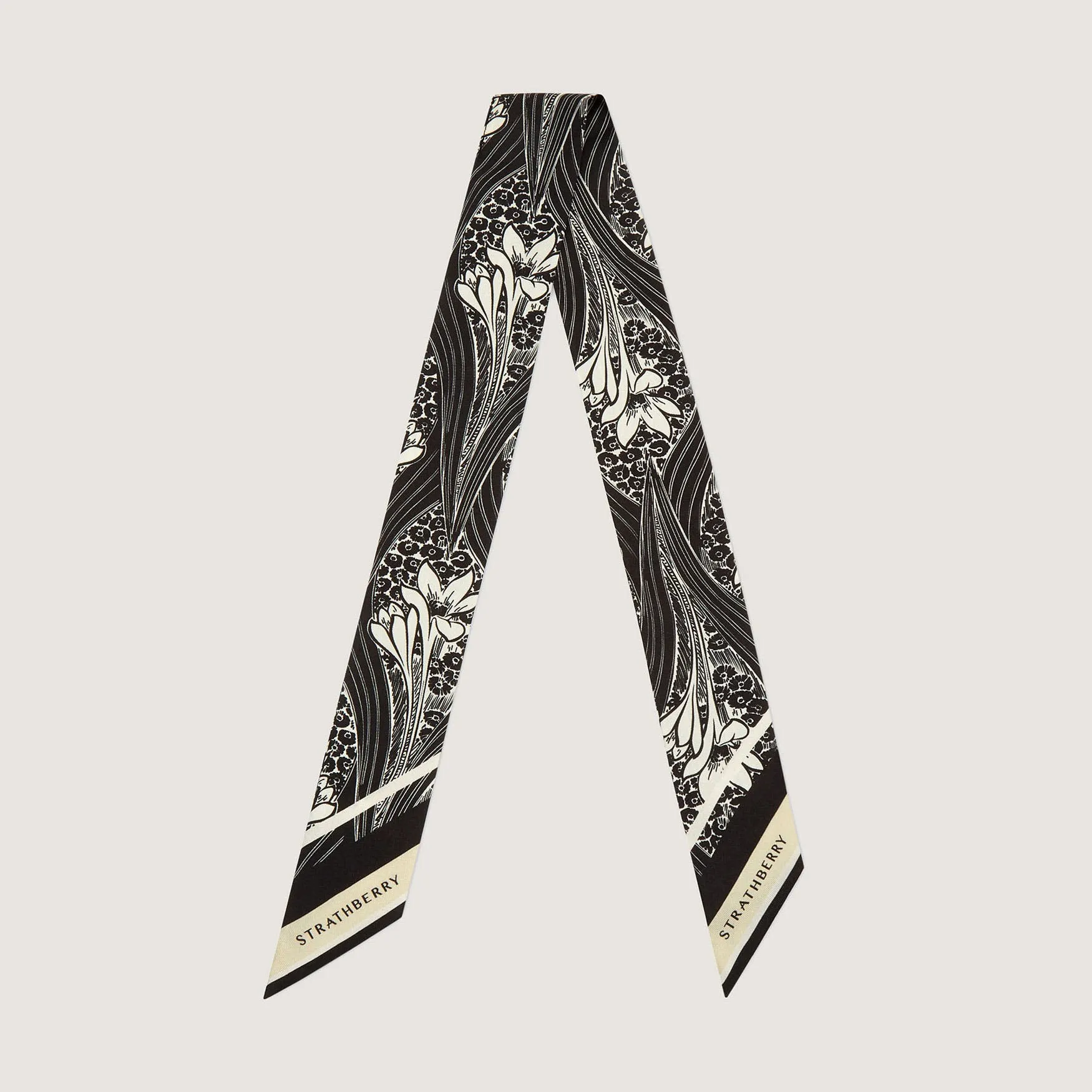 Silk Skinny Scarf - Wallpaper Black/Vanilla