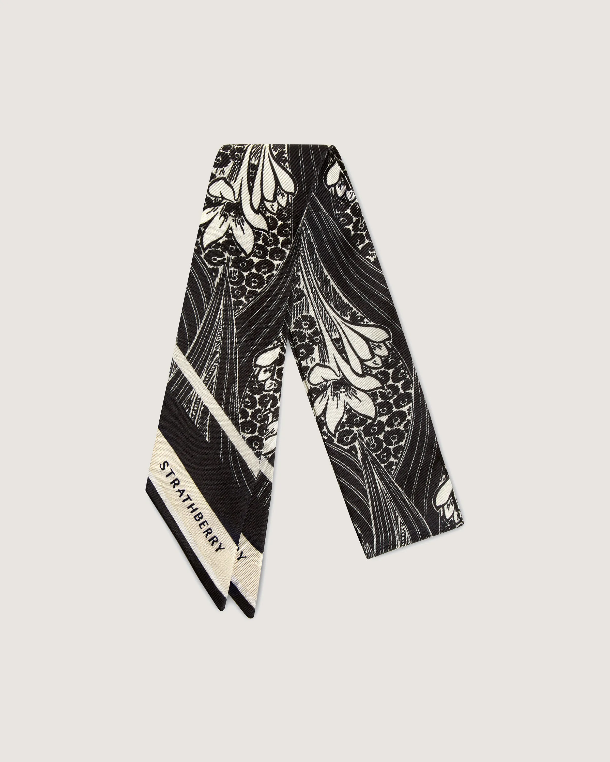 Silk Skinny Scarf - Wallpaper Black/Vanilla