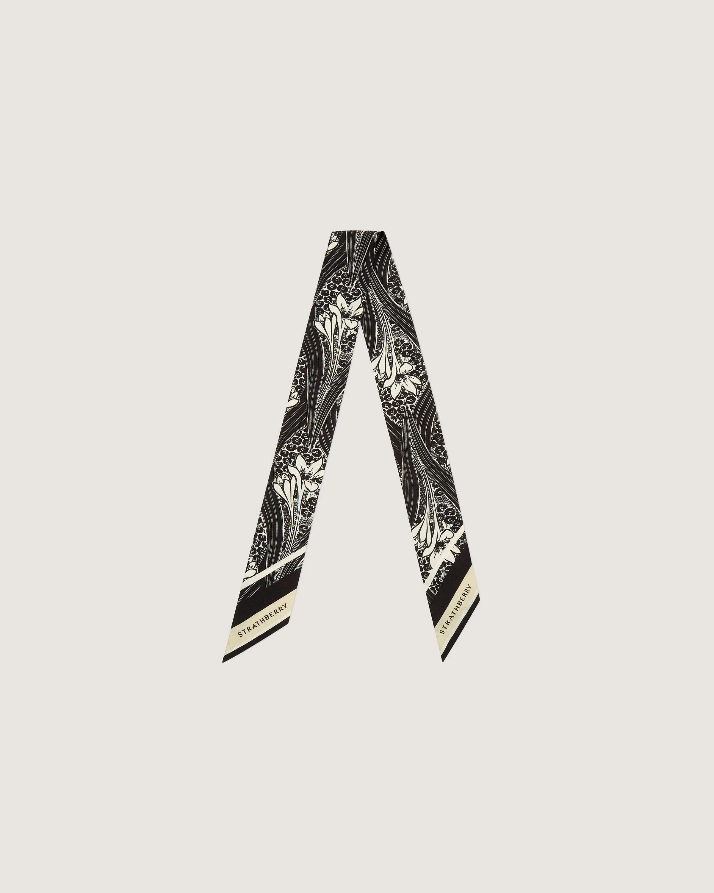 Silk Skinny Scarf - Wallpaper Black/Vanilla