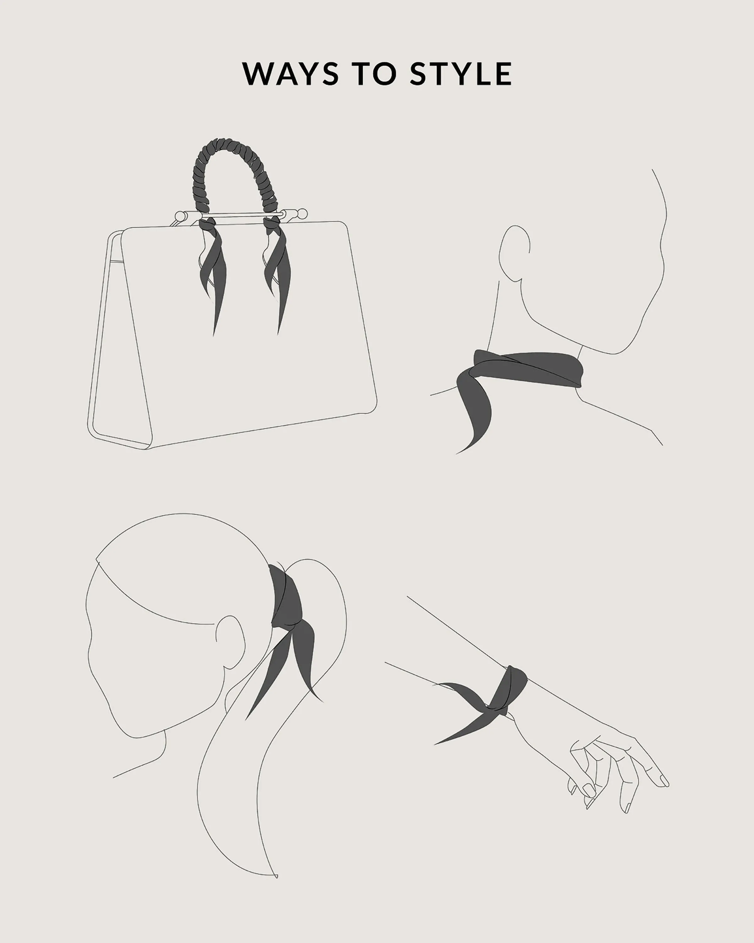 Silk Skinny Scarf - Wallpaper Black/Vanilla