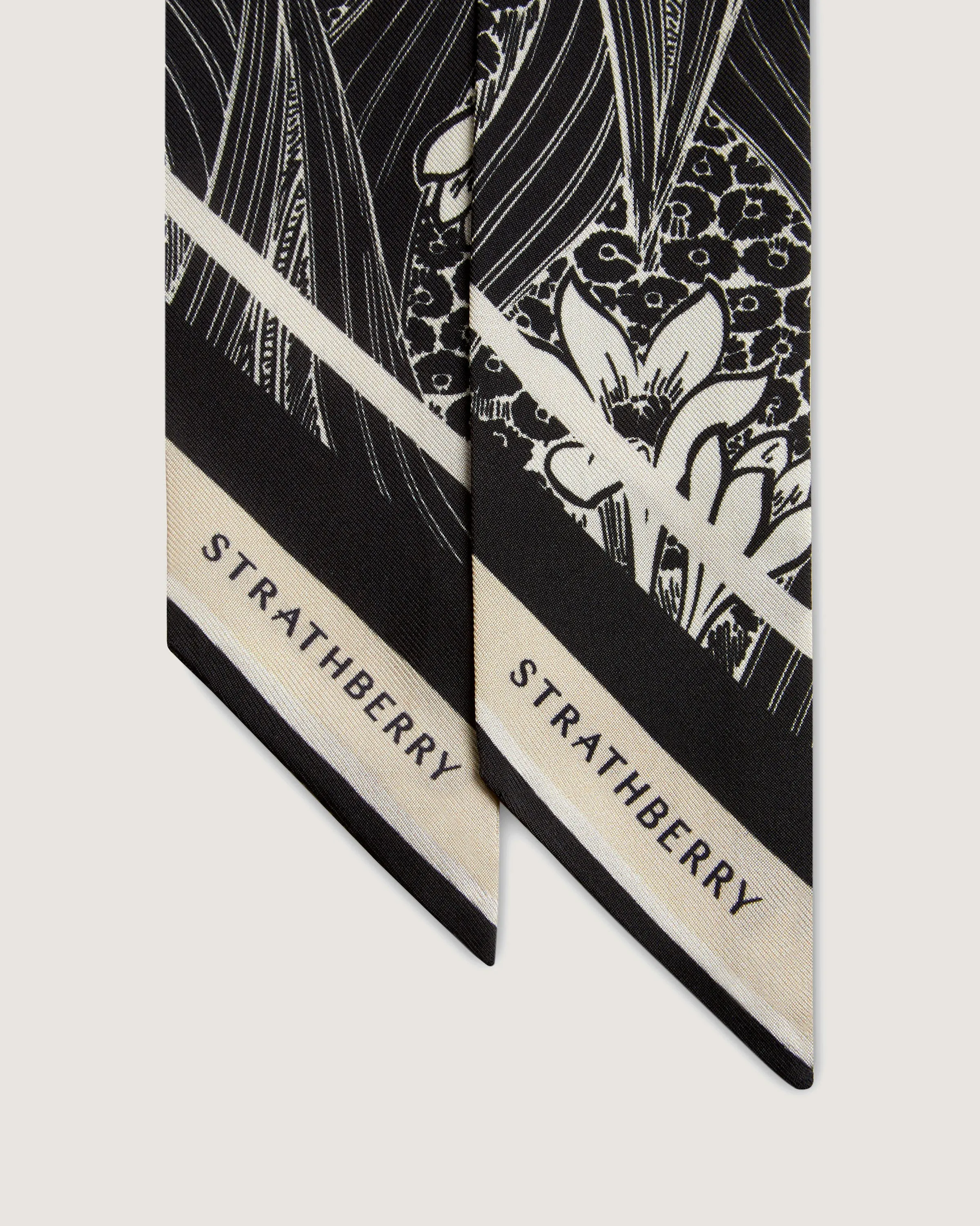Silk Skinny Scarf - Wallpaper Black/Vanilla