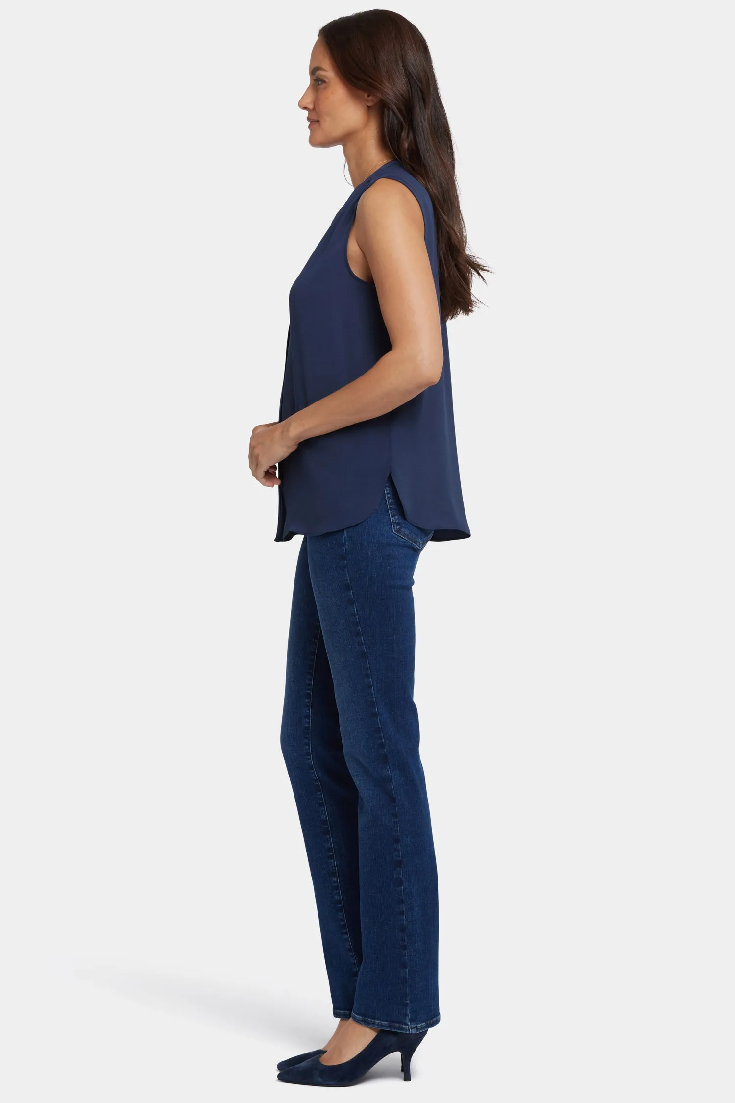 Sleeveless Pintuck Blouse - Oxford Navy