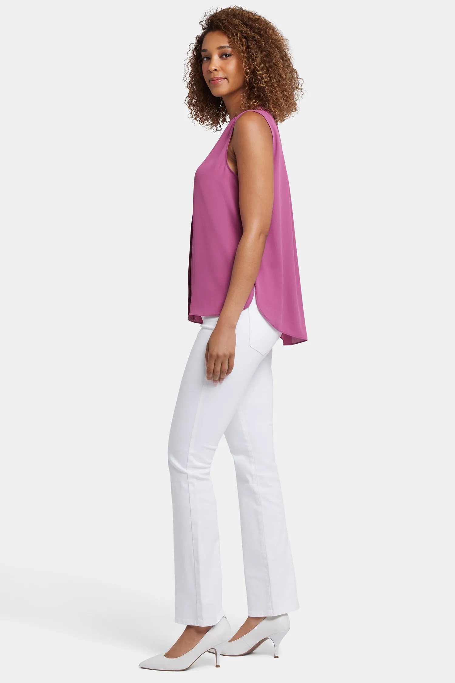 Sleeveless Pintuck Blouse - Red Violet