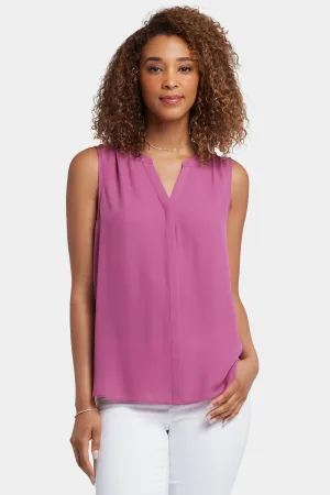 Sleeveless Pintuck Blouse - Red Violet