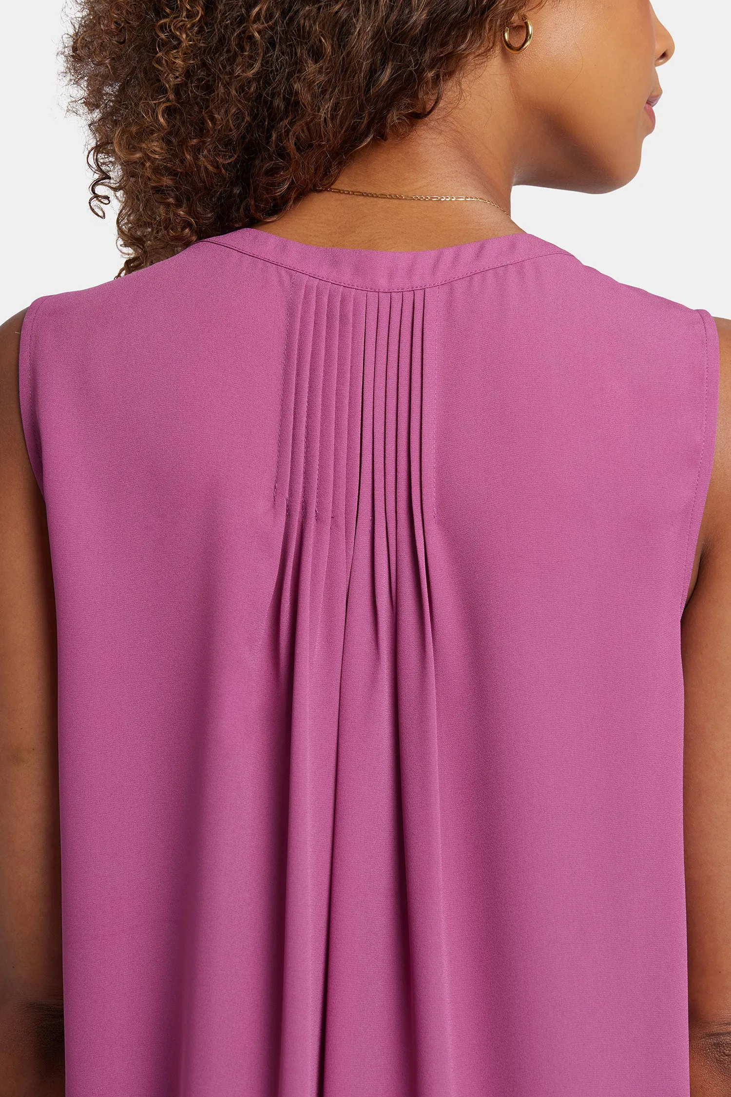 Sleeveless Pintuck Blouse - Red Violet