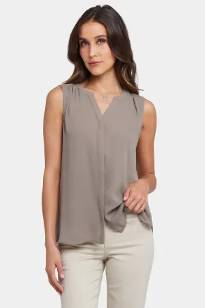 Sleeveless Pintuck Blouse - Saddlewood