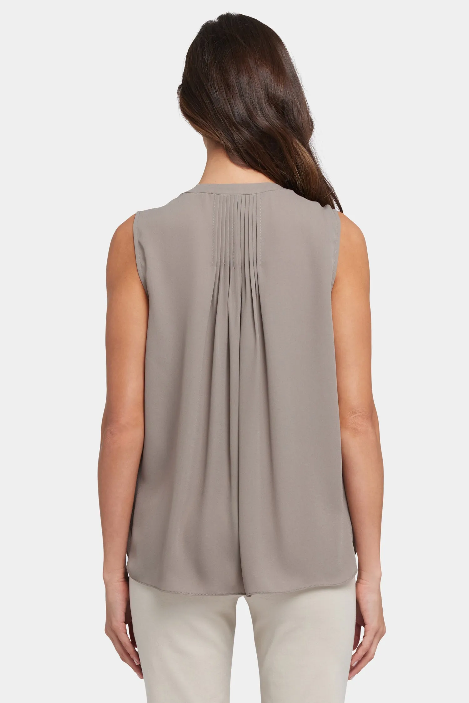 Sleeveless Pintuck Blouse - Saddlewood