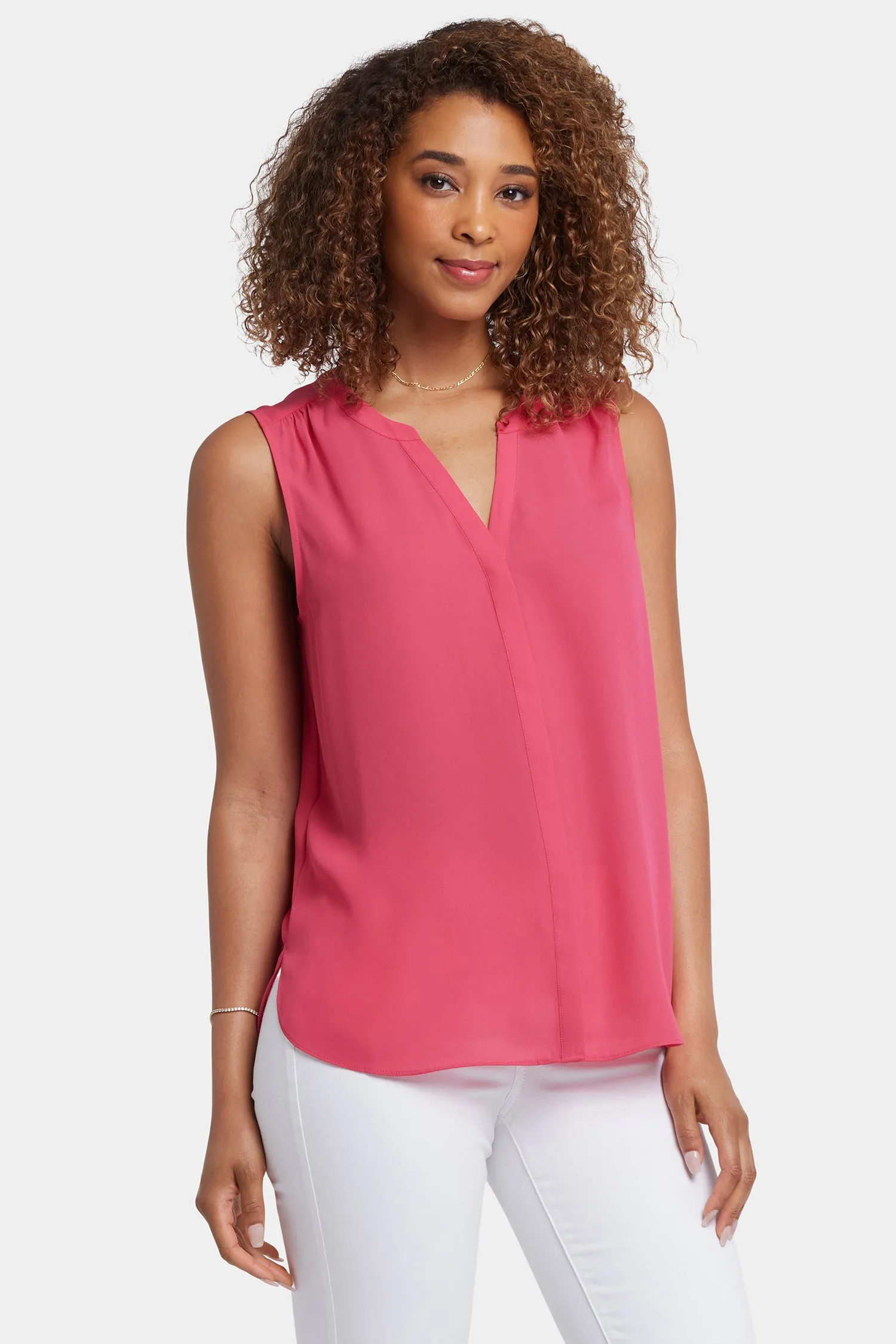 Sleeveless Pintuck Blouse - Watermelon