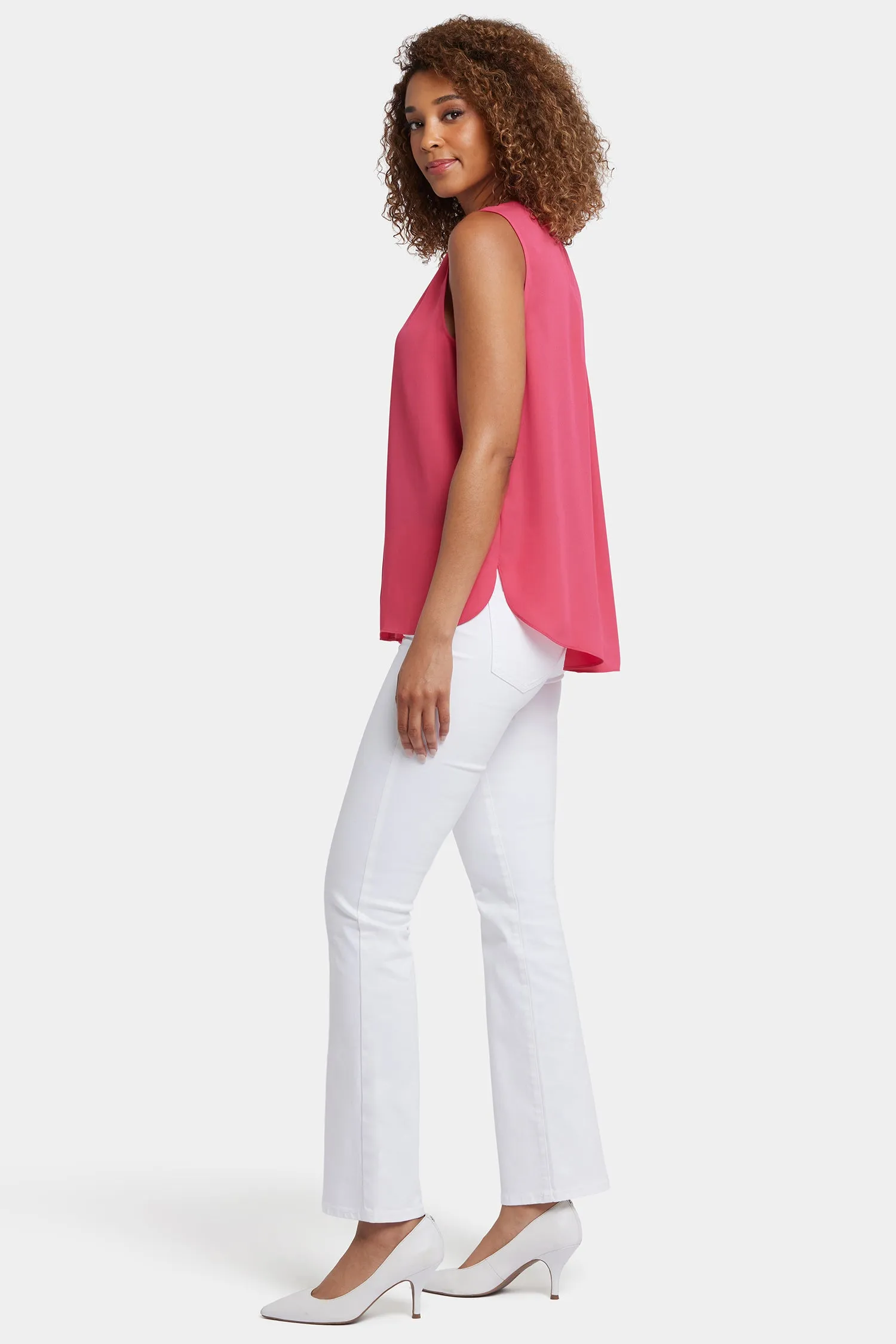 Sleeveless Pintuck Blouse - Watermelon