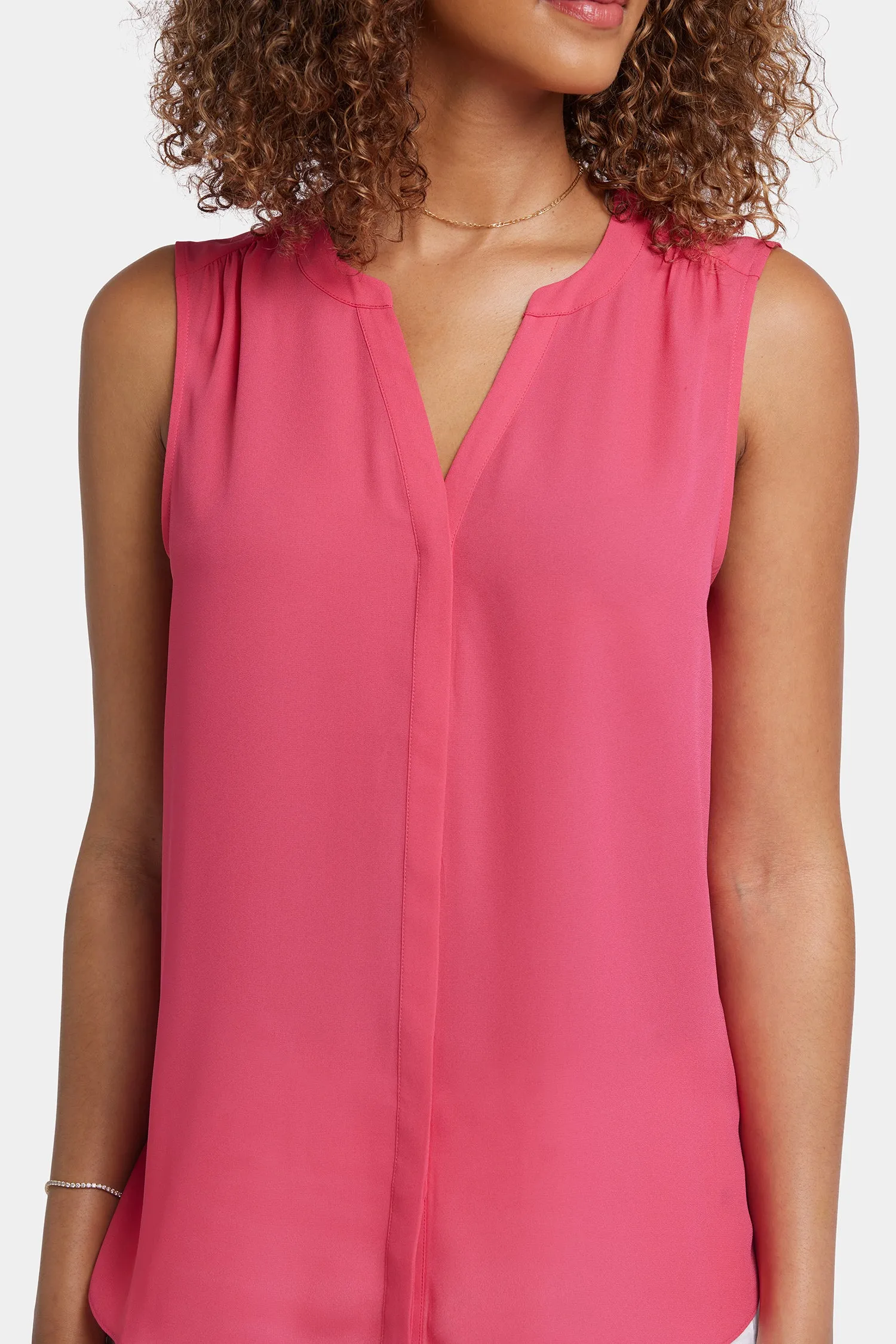 Sleeveless Pintuck Blouse - Watermelon
