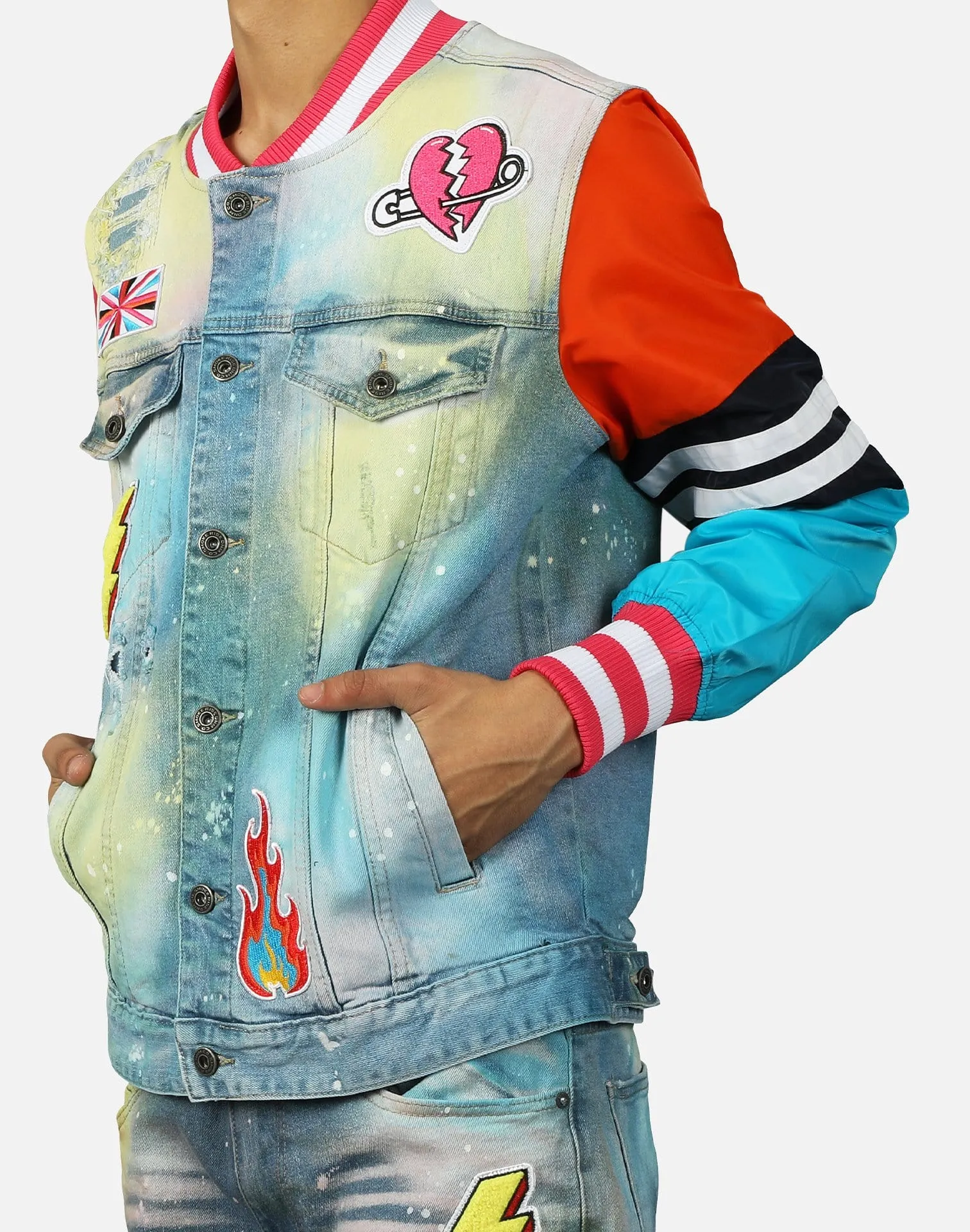 Smoke Rise COLOR VARSITY DENIM JACKET