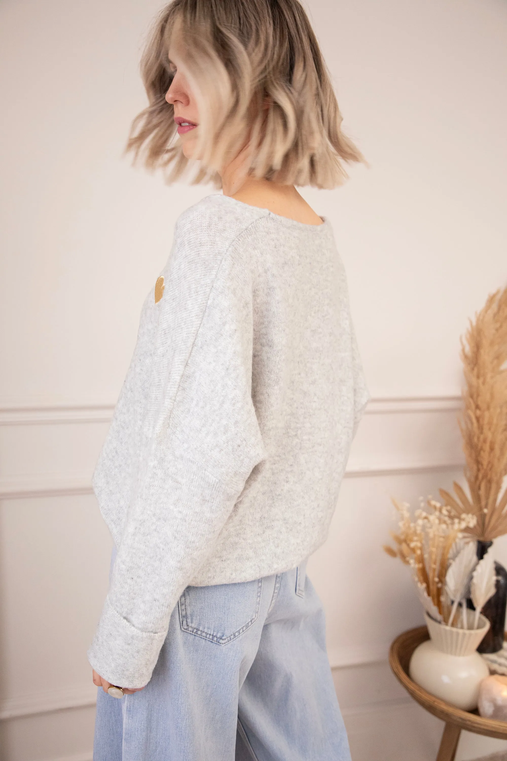 Soft Hearted Grey/Gold - Trui