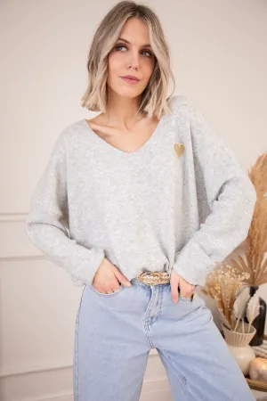 Soft Hearted Grey/Gold - Trui