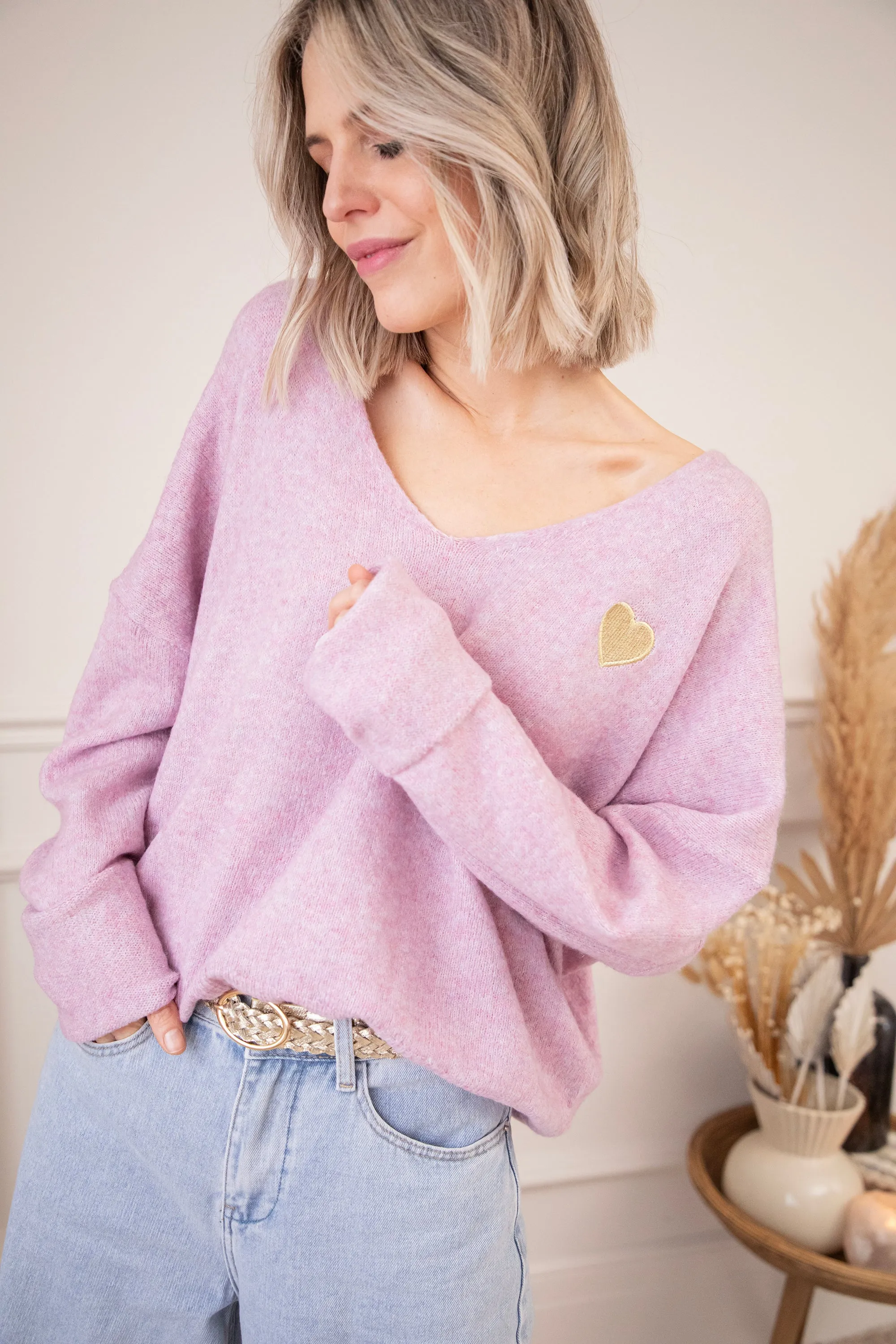 Soft Hearted Lila/Gold - Trui