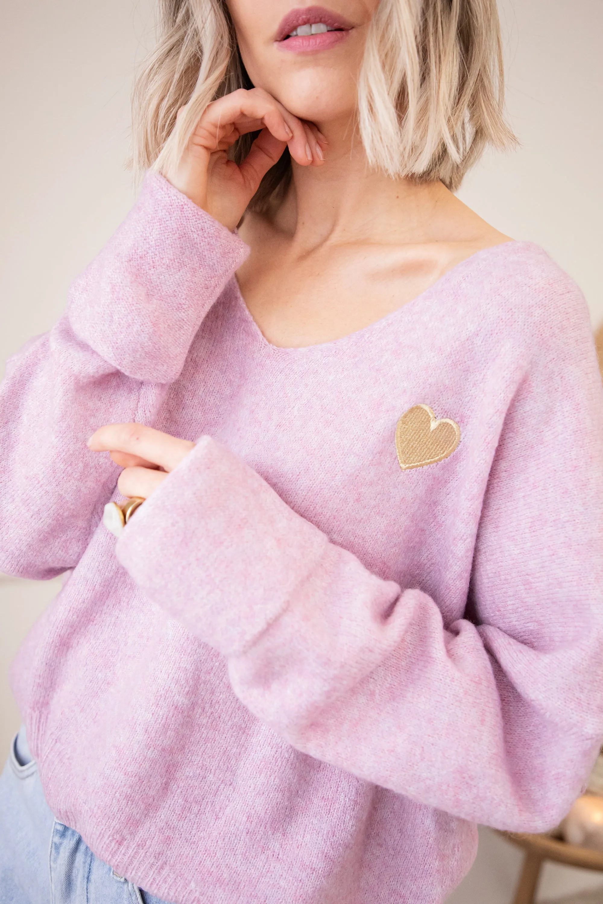 Soft Hearted Lila/Gold - Trui