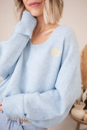 Soft Hearted Soft Blue/Gold - Trui