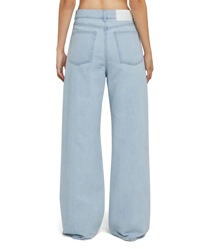 Solid Color Straight Leg Jeans Light Blue