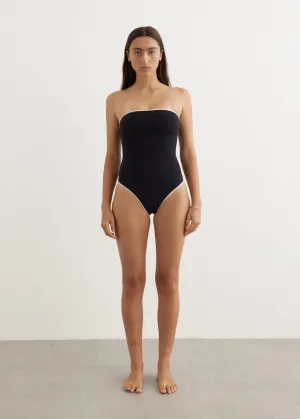 Stripe Edge Strapless Swimsuit