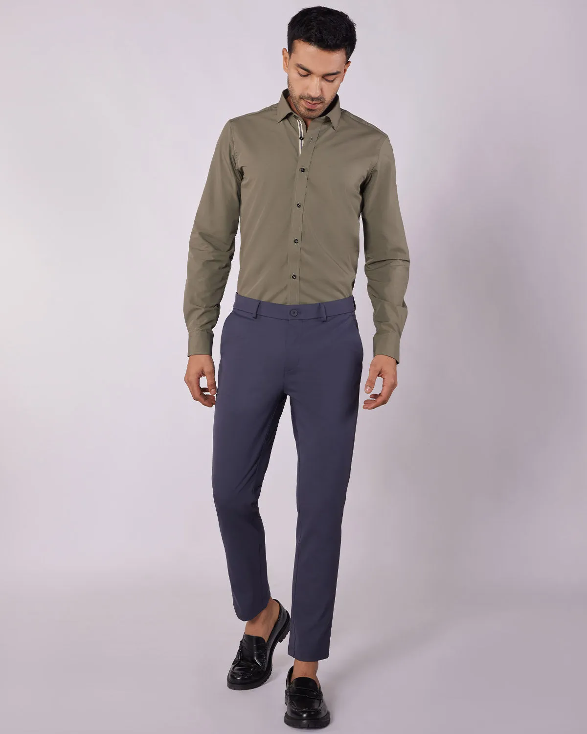 Tailored 4-Way Stretch Nylon Smart Pants - Dark Grey
